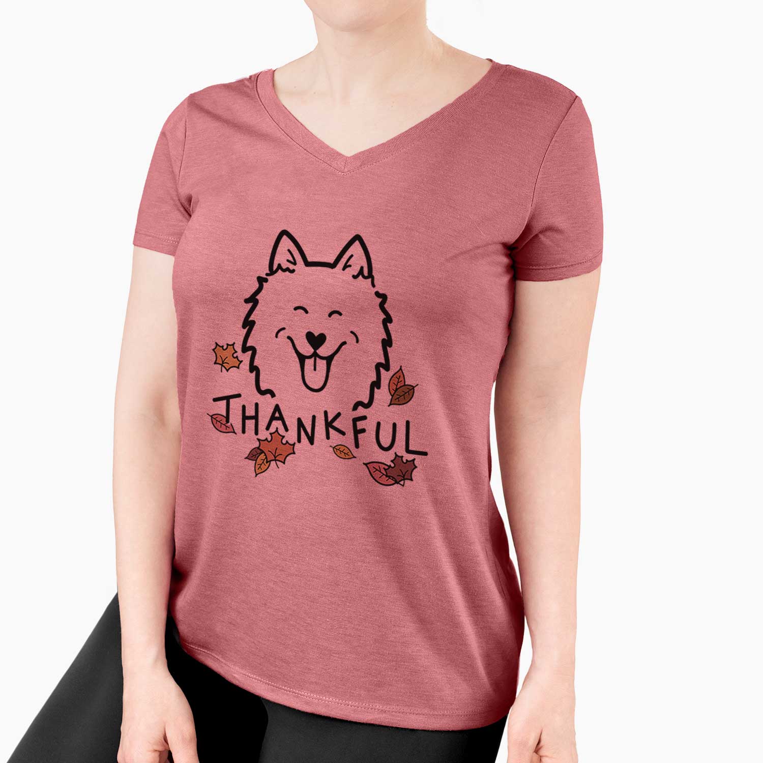 Thankful American Eskimo - Women's V-neck Shirt