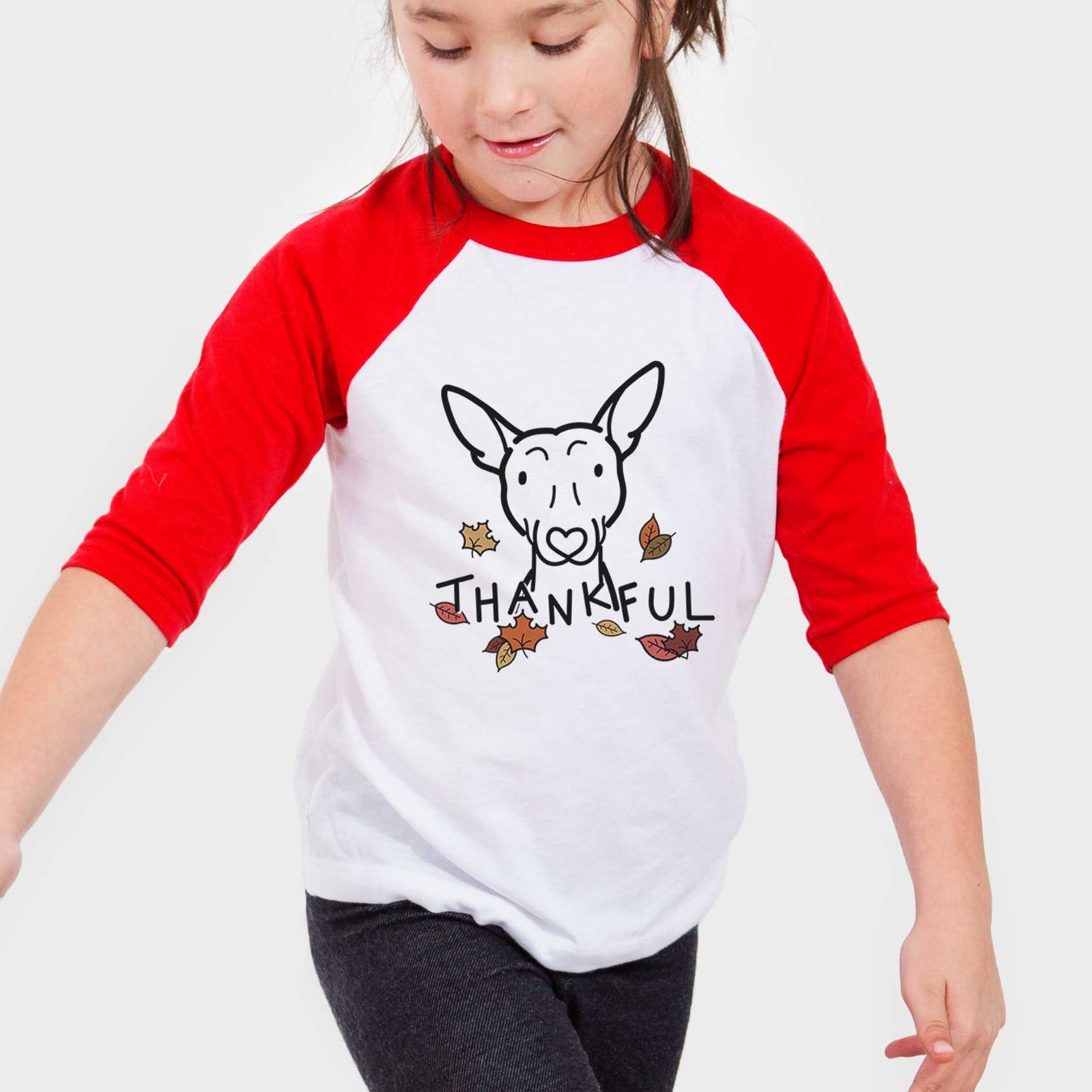 Thankful American Hairless Terrier - Youth 3/4 Long Sleeve