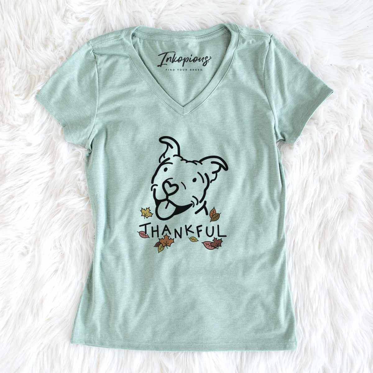 Thankful Pitbull - Arlo - Women&#39;s V-neck Shirt