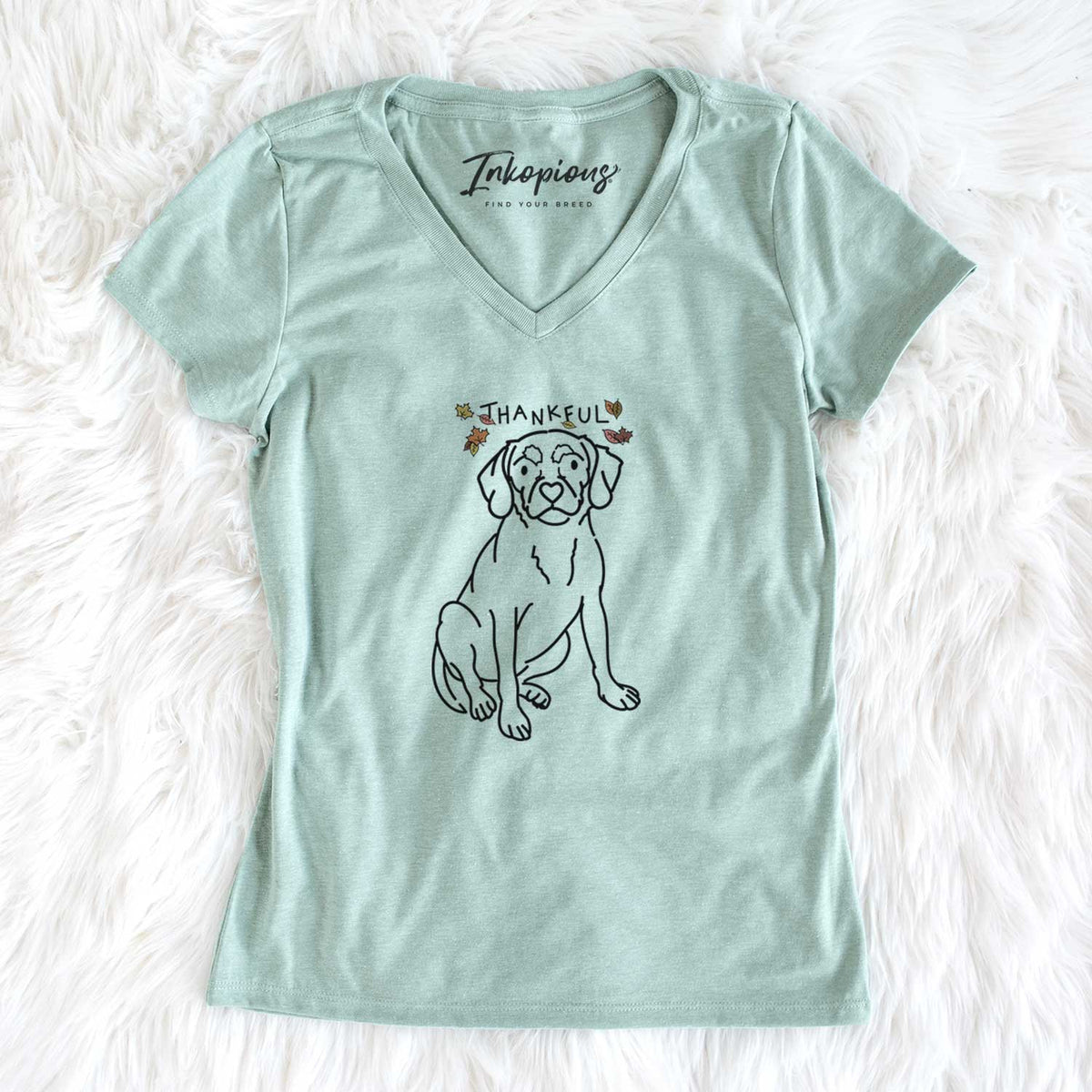 Thankful Puggle - Babs - Women&#39;s V-neck Shirt