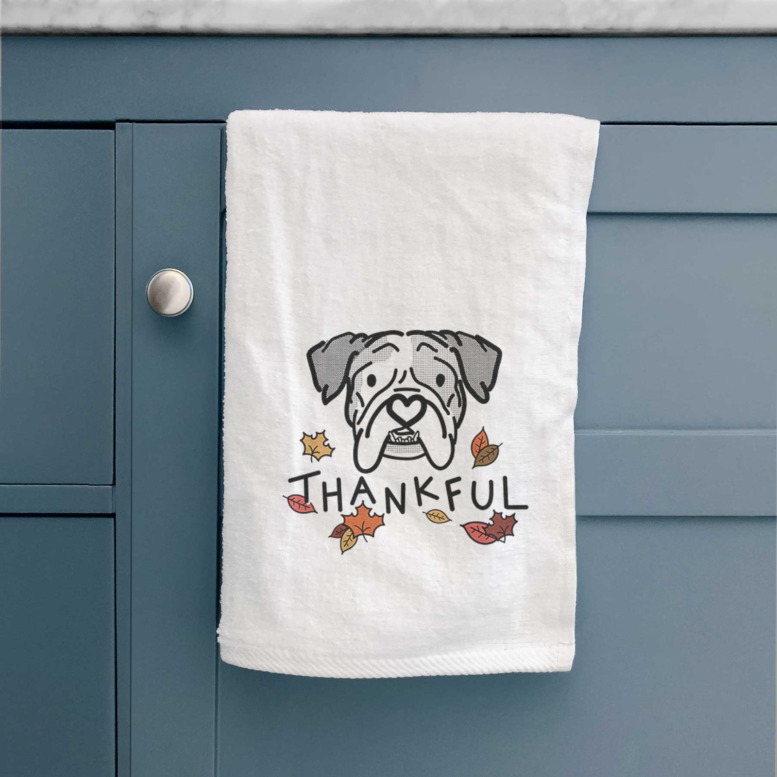 Thankful English Bulldog - Bailey - Decorative Hand Towel