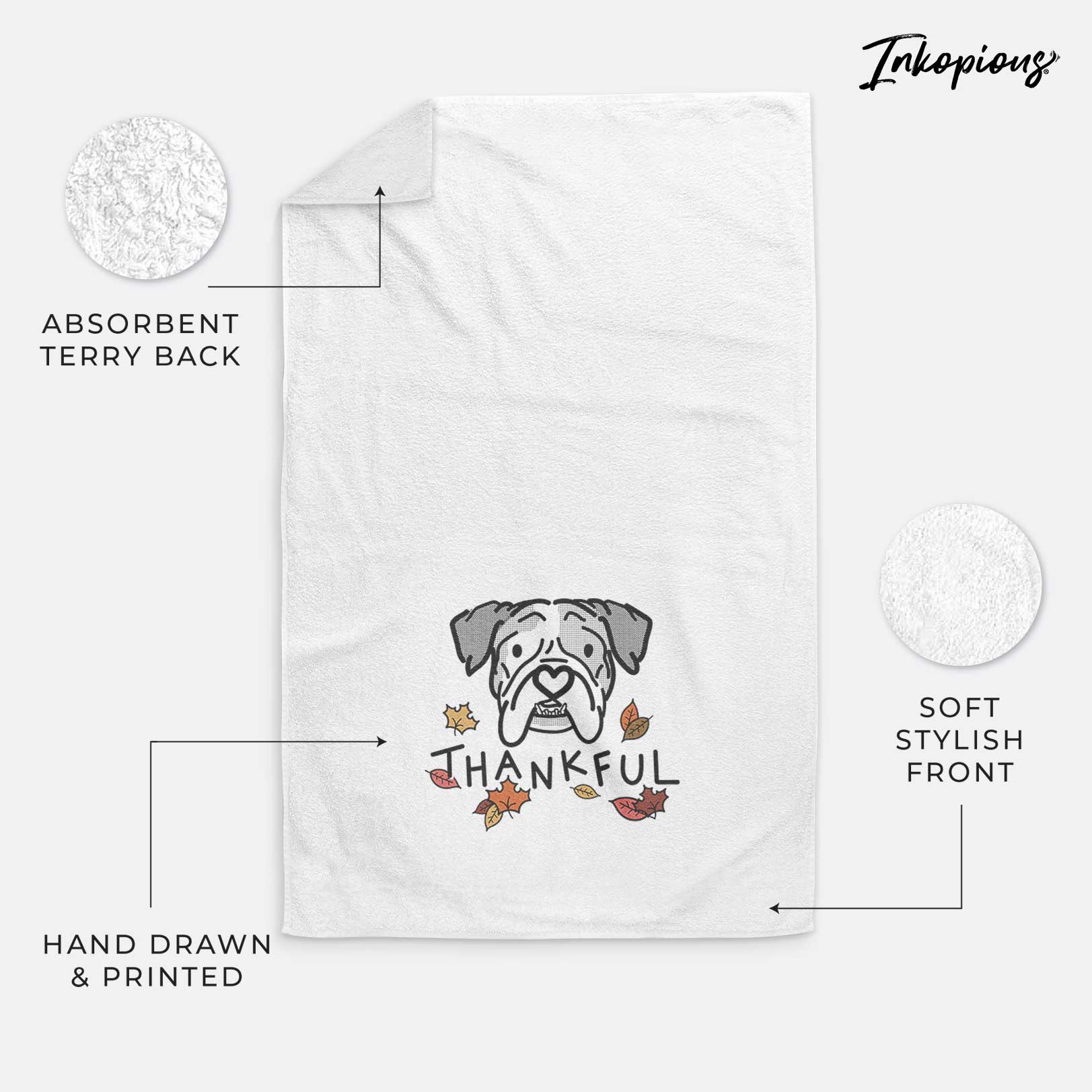 Thankful English Bulldog - Bailey - Decorative Hand Towel