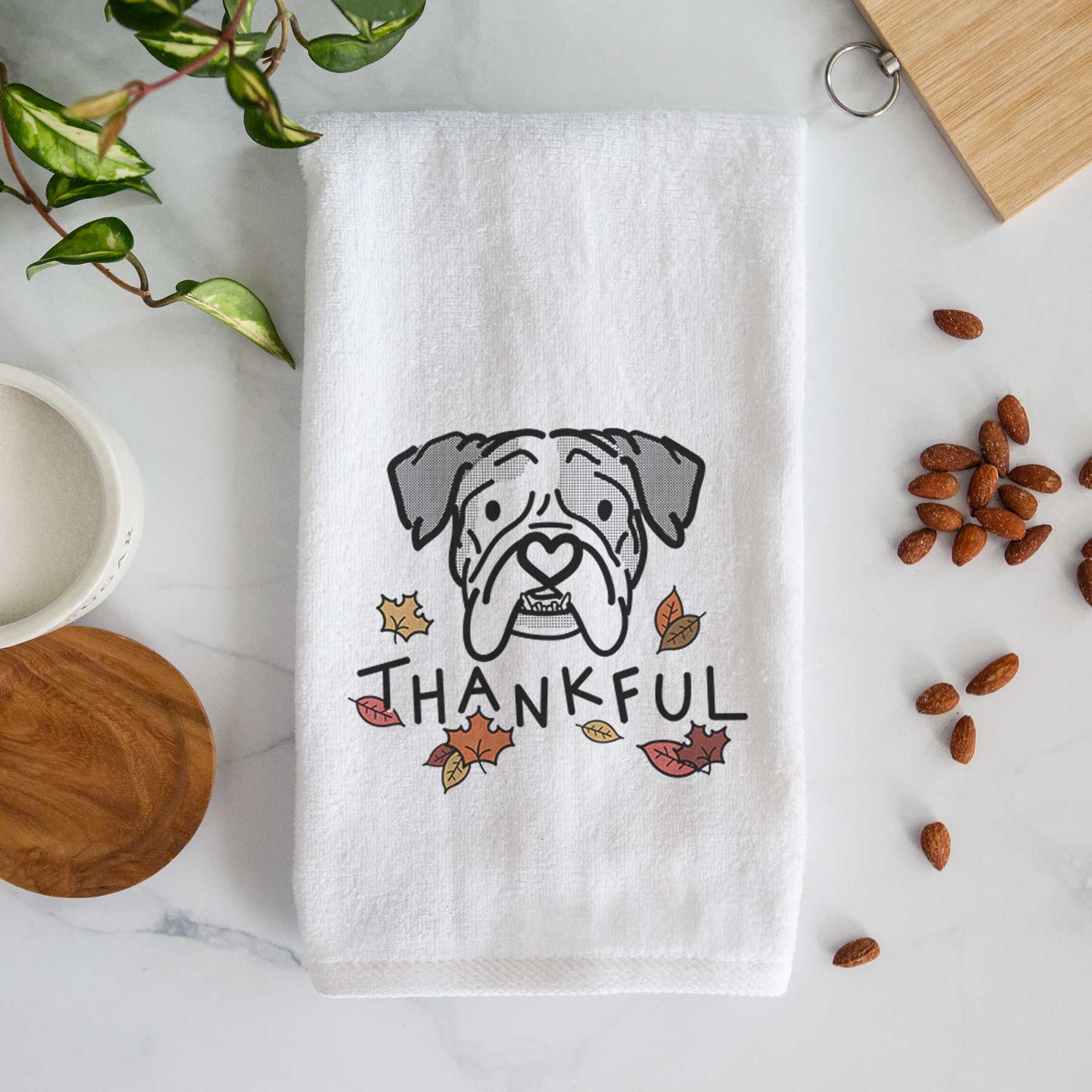 Thankful English Bulldog - Bailey - Decorative Hand Towel