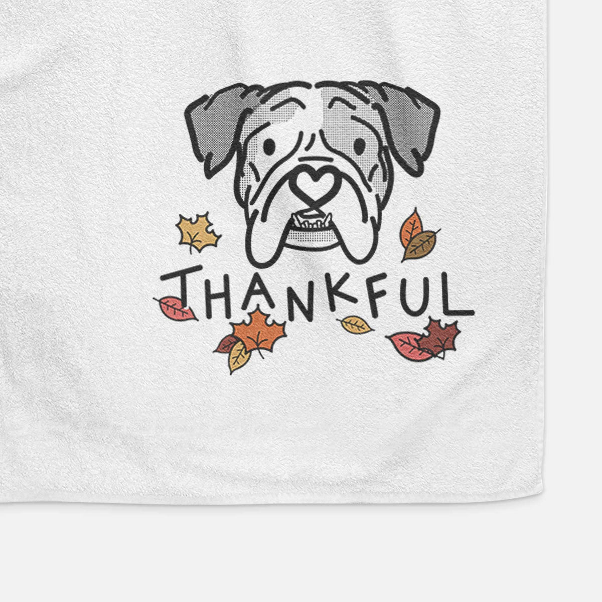 Thankful English Bulldog - Bailey - Decorative Hand Towel