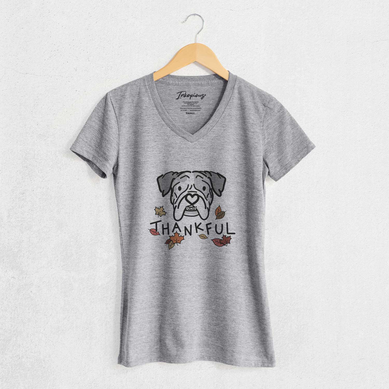 Thankful English Bulldog - Bailey - Women's V-neck Shirt