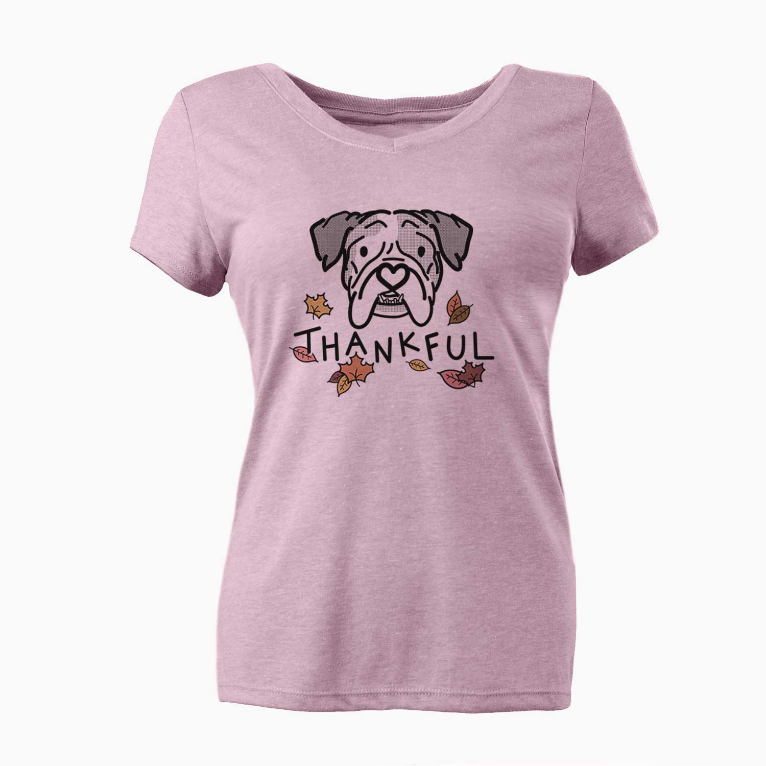 Thankful English Bulldog - Bailey - Women's V-neck Shirt