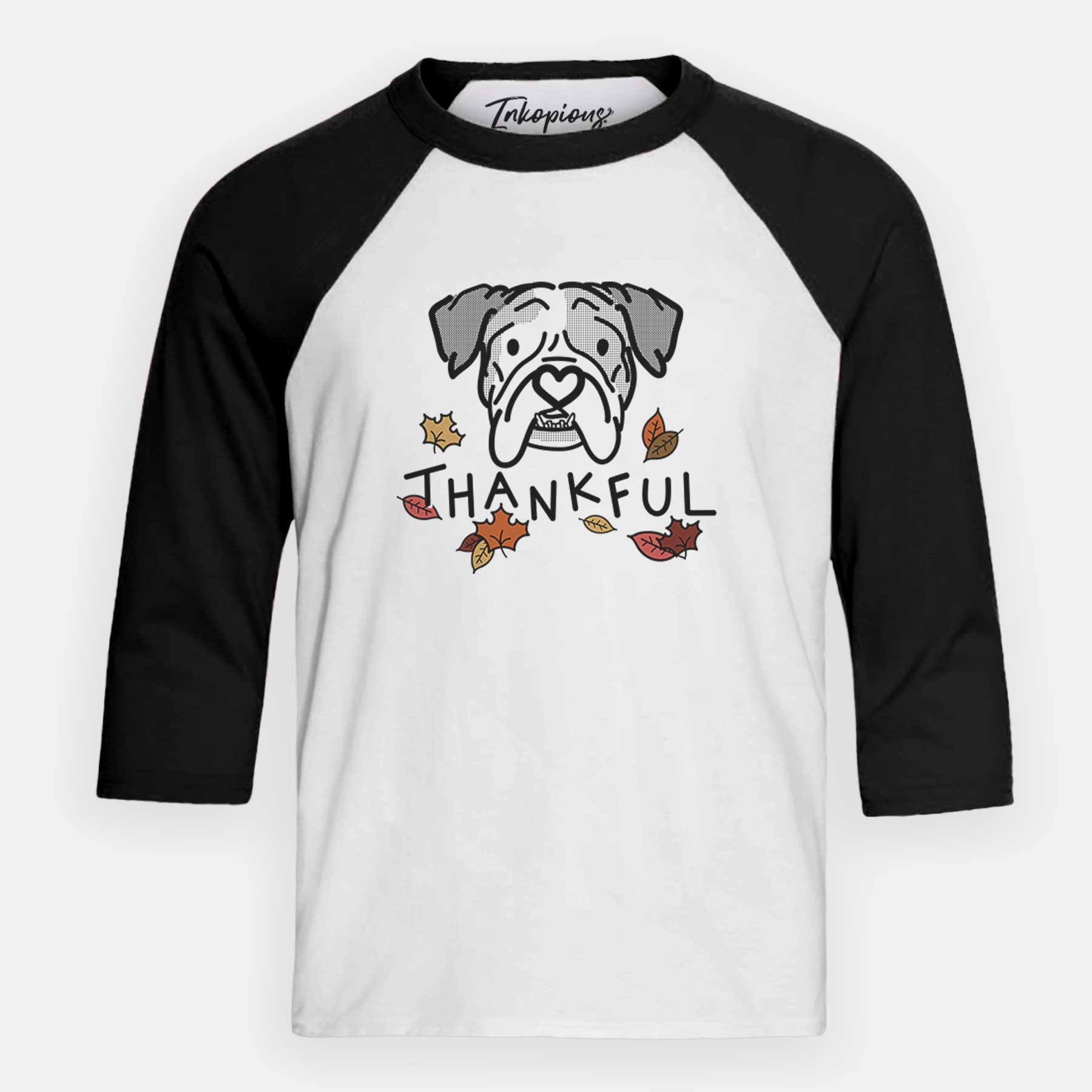 Thankful English Bulldog - Bailey - Youth 3/4 Long Sleeve