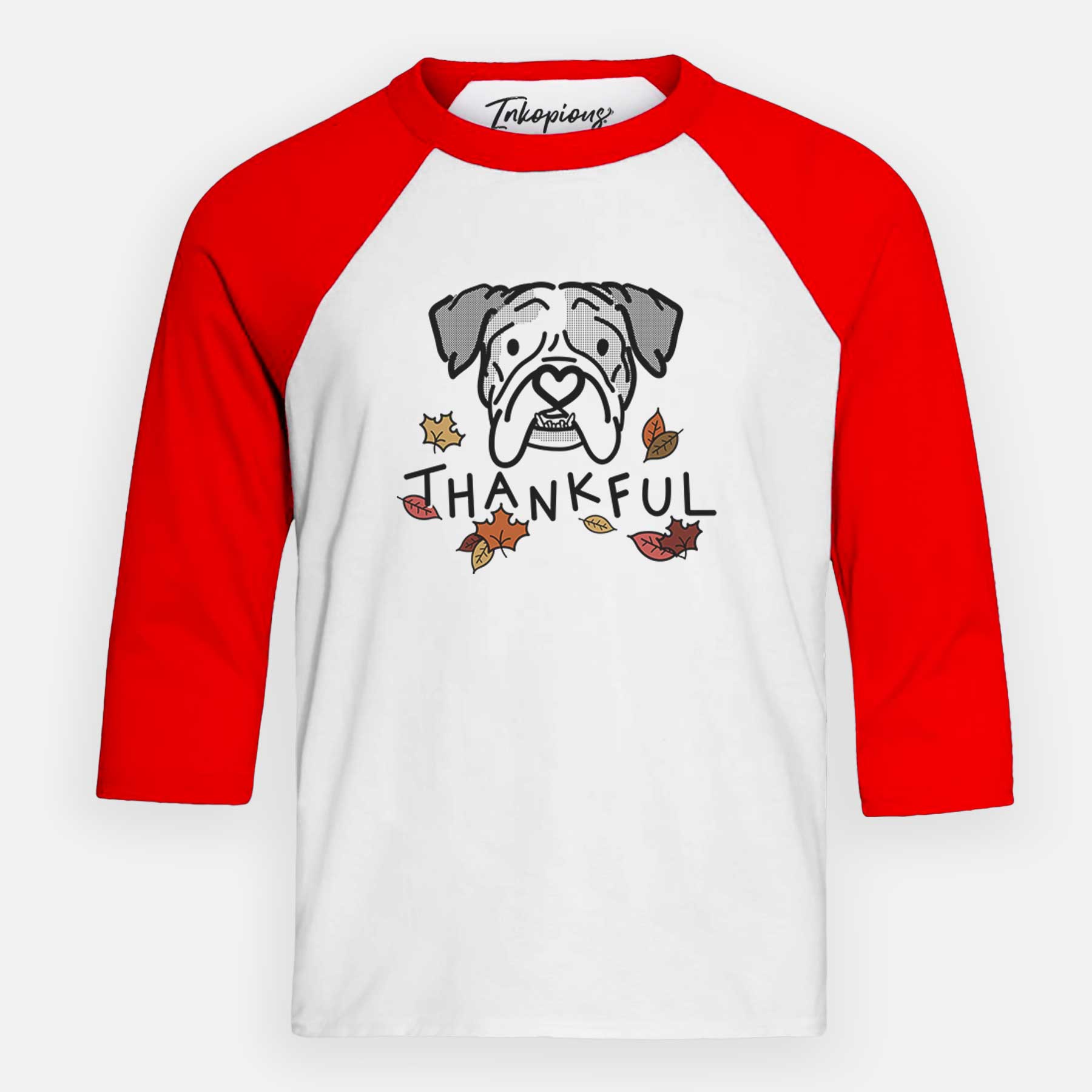 Thankful English Bulldog - Bailey - Youth 3/4 Long Sleeve