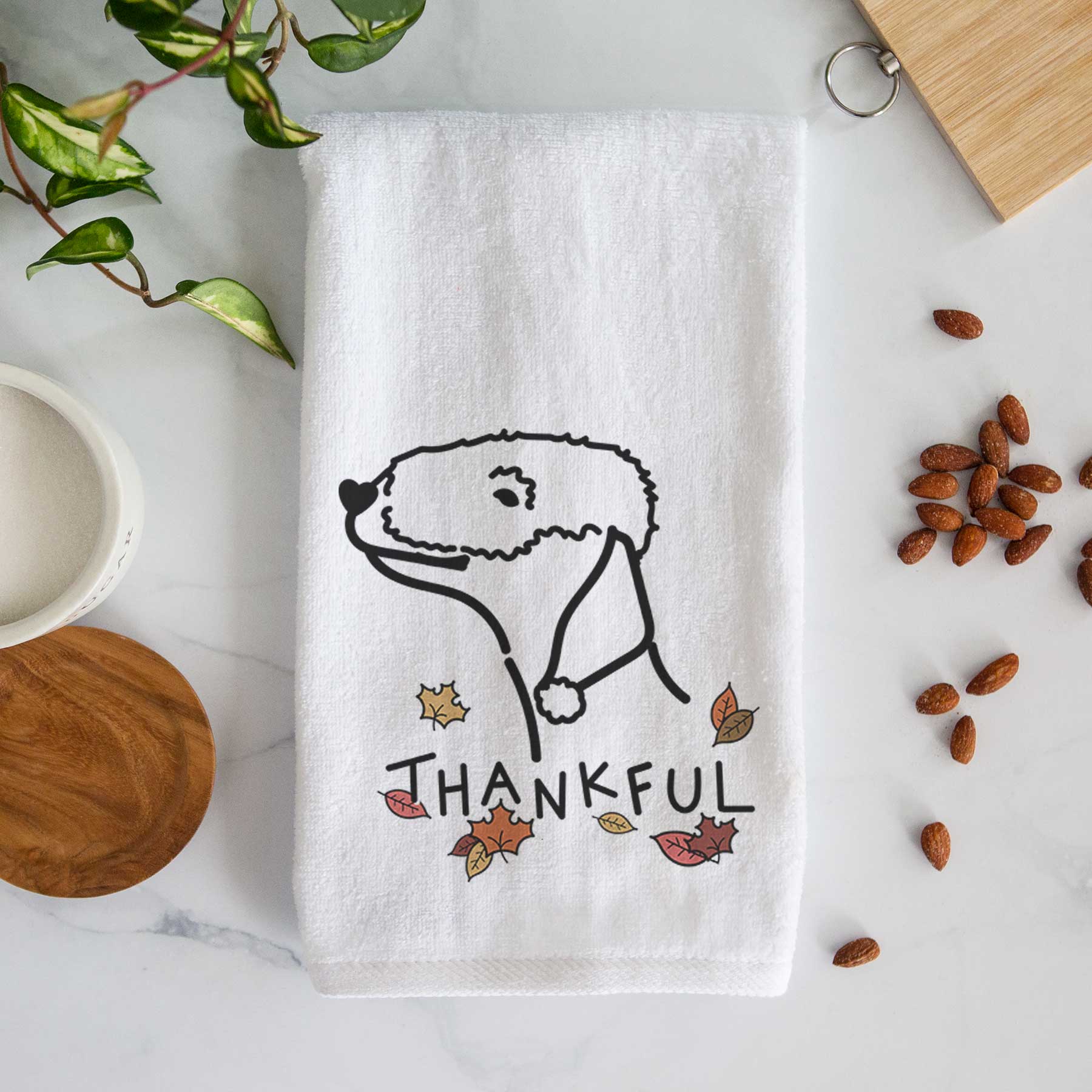 Thankful Bedlington Terrier - Decorative Hand Towel