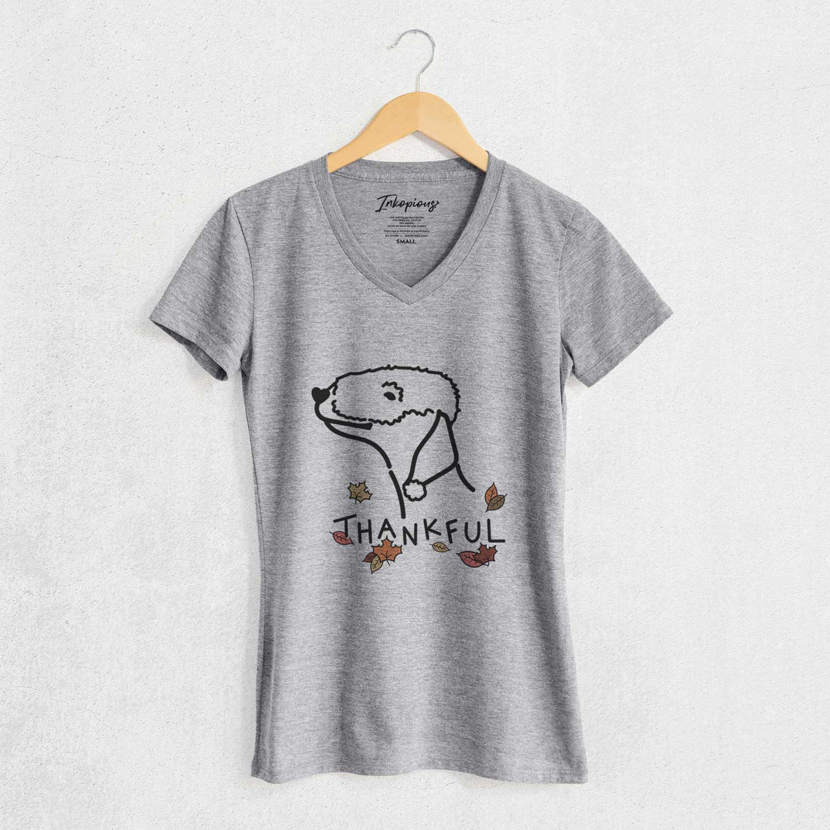 Thankful Bedlington Terrier - Women's V-neck Shirt