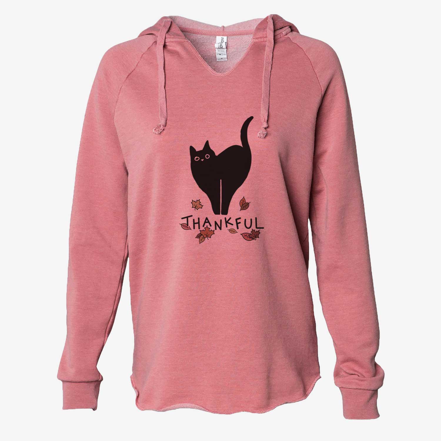 Thankful Black Cat - Bella - Cali Wave Hooded Sweatshirt