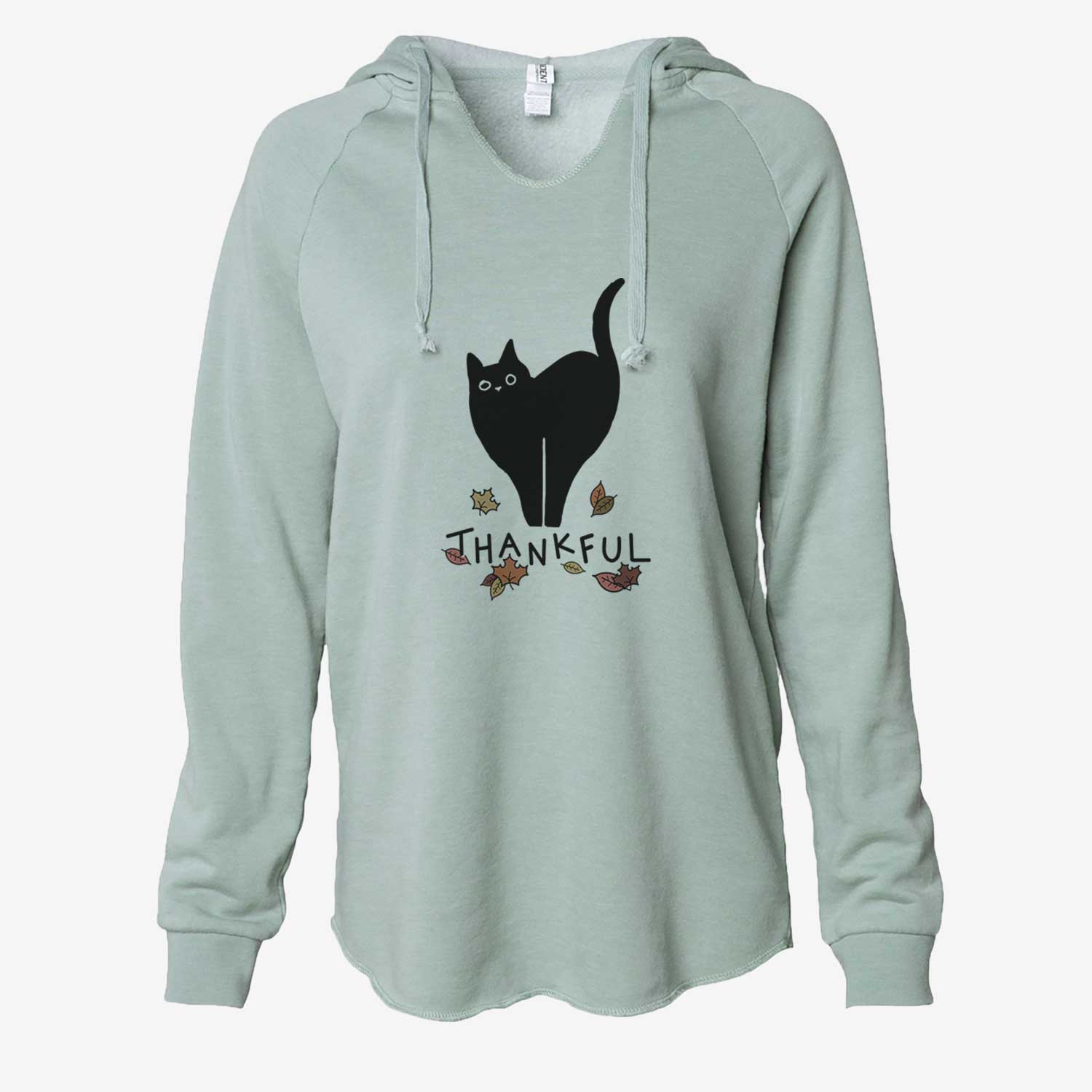 Thankful Black Cat - Bella - Cali Wave Hooded Sweatshirt