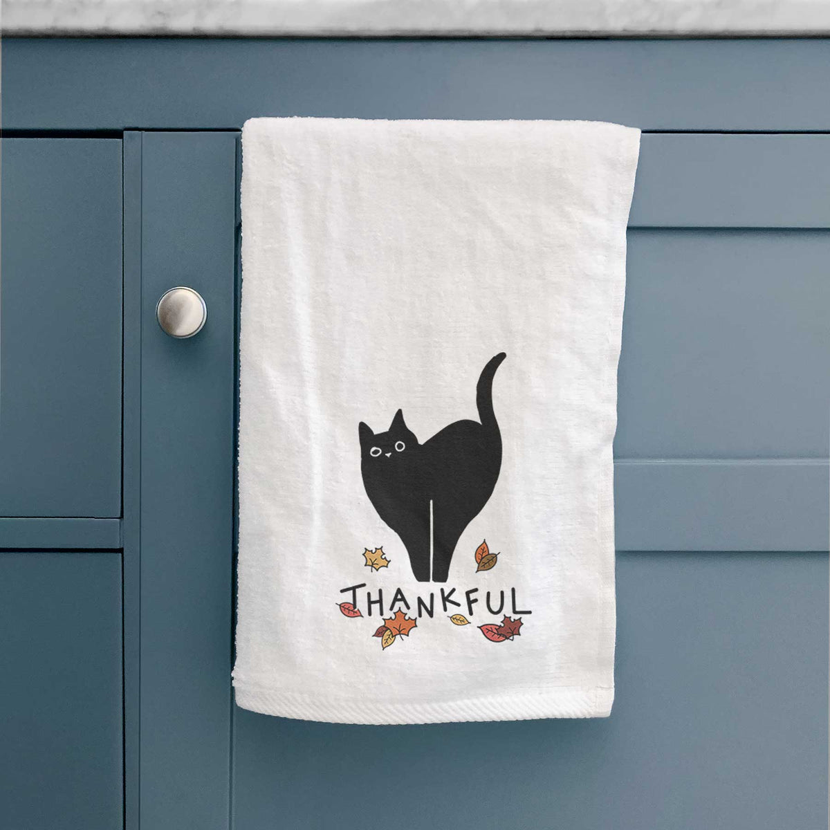 Thankful Black Cat - Bella - Decorative Hand Towel