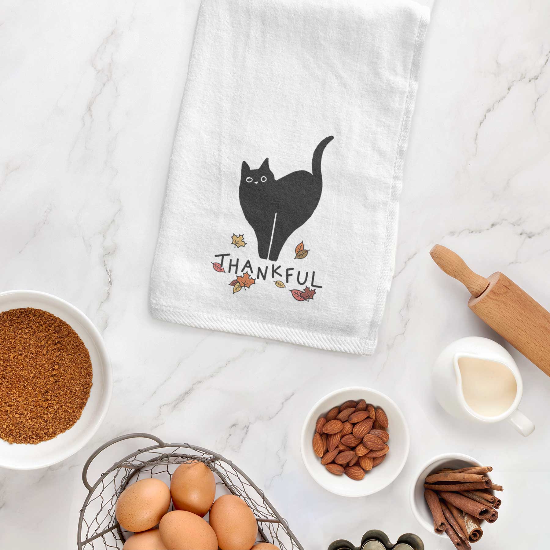 Thankful Black Cat - Bella - Decorative Hand Towel