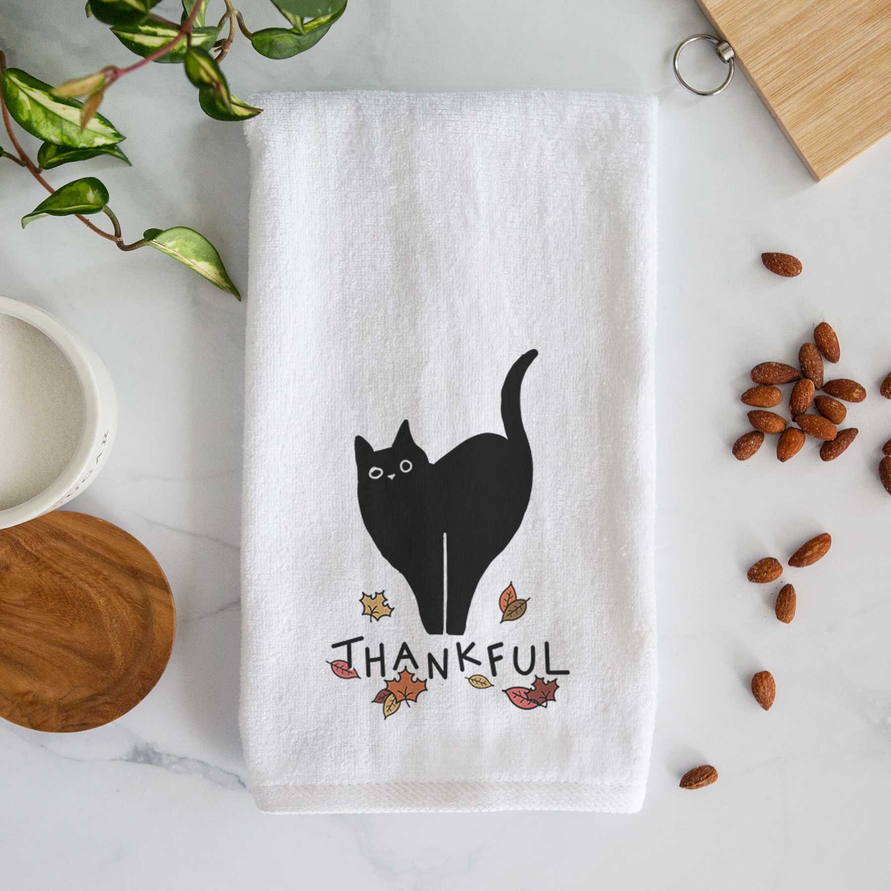 Thankful Black Cat - Bella - Decorative Hand Towel