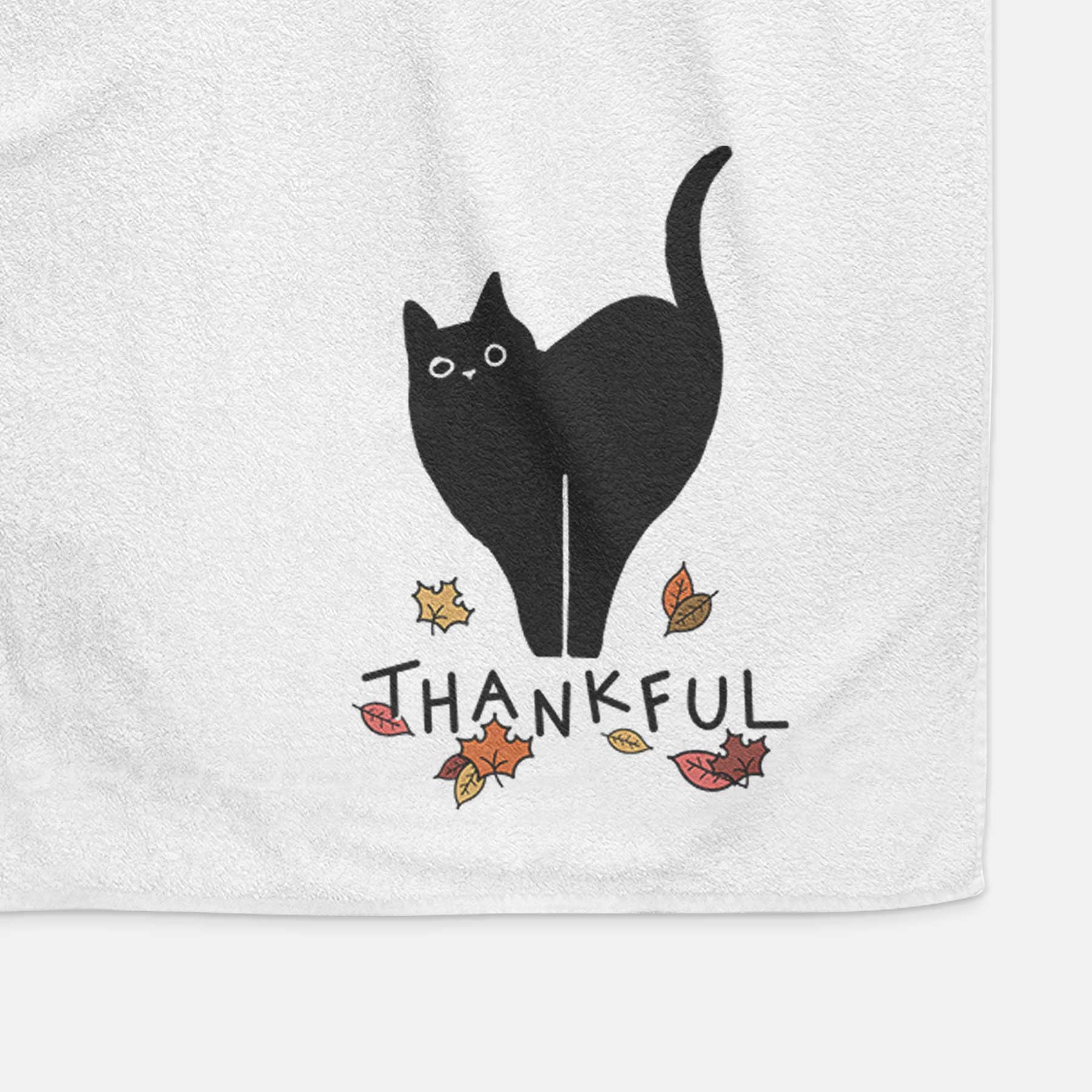 Thankful Black Cat - Bella - Decorative Hand Towel