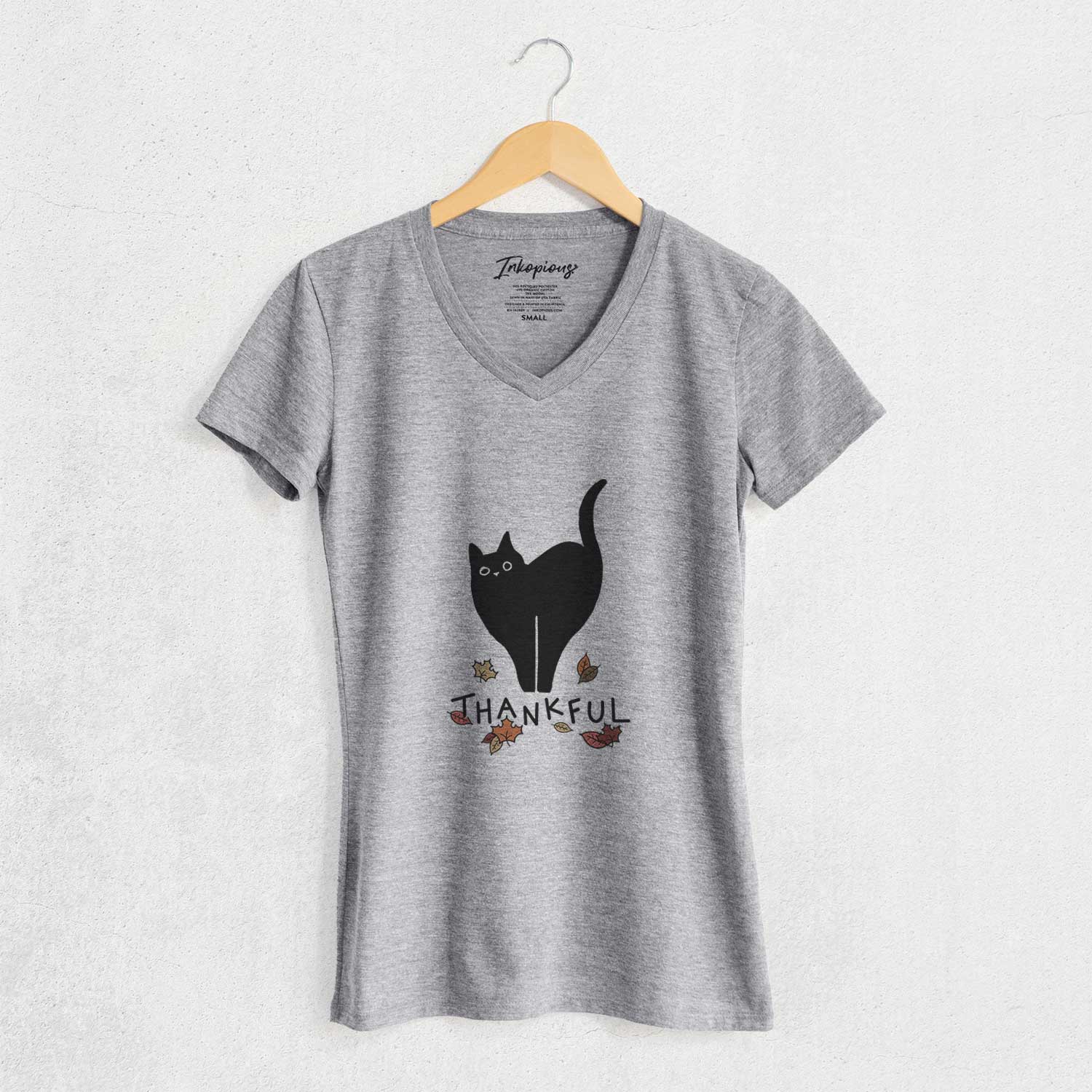 Thankful Black Cat - Bella - Women's V-neck Shirt