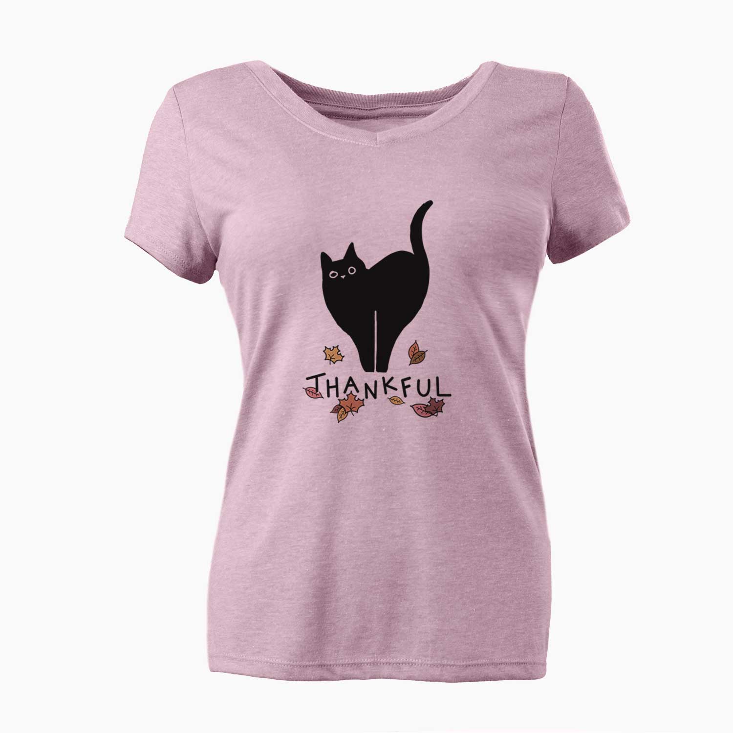 Thankful Black Cat - Bella - Women's V-neck Shirt