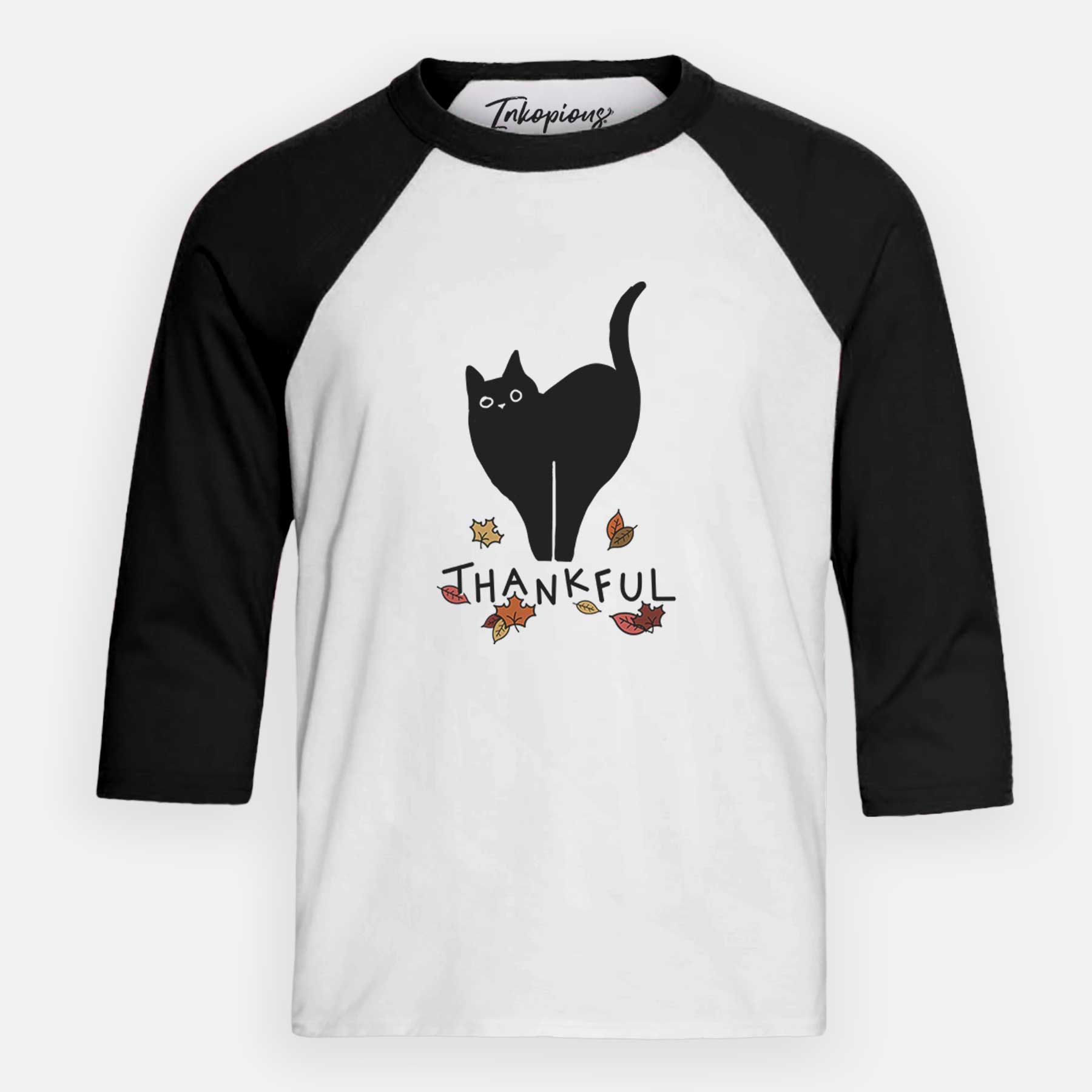 Thankful Black Cat - Bella - Youth 3/4 Long Sleeve