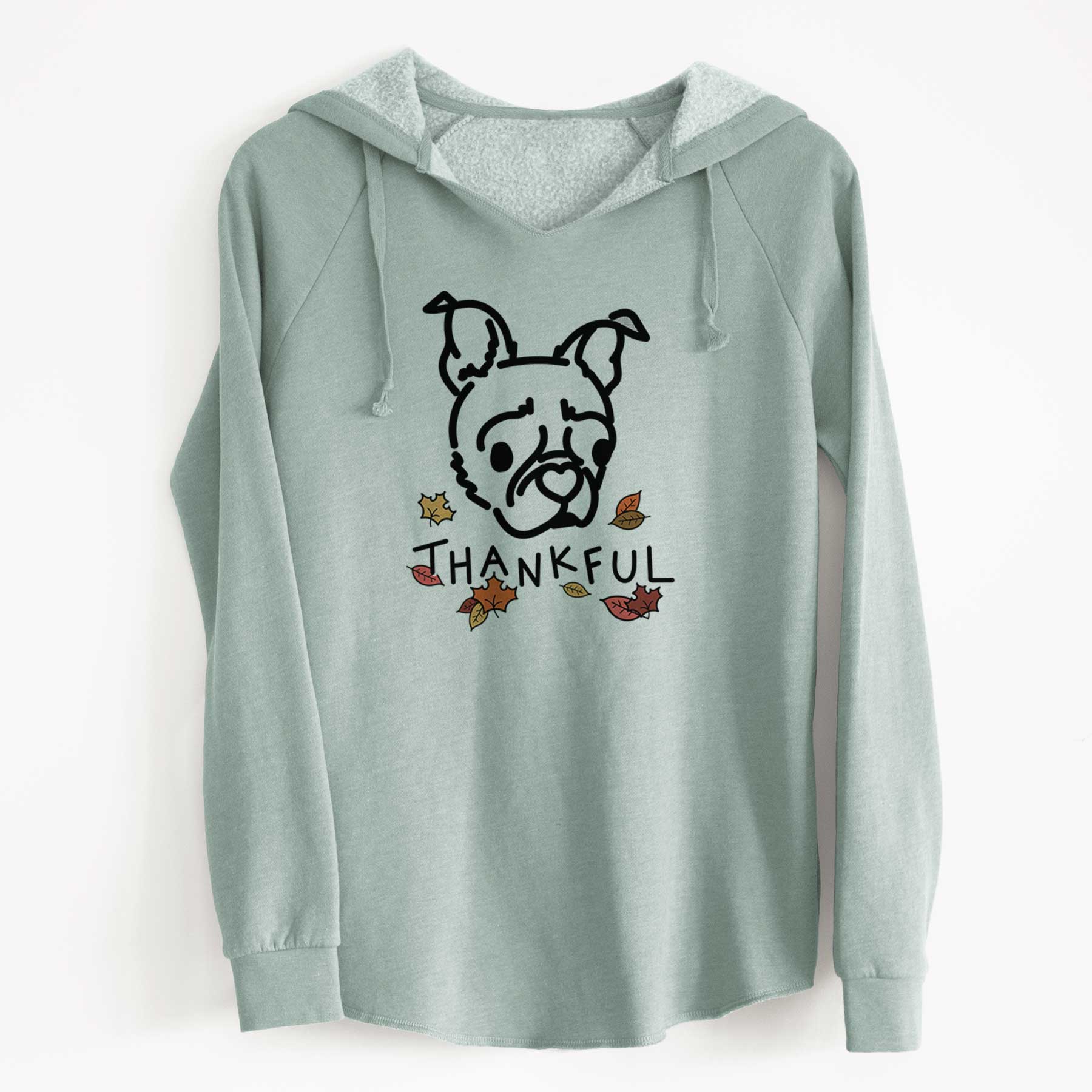 Thankful Pug Boston Terrier Mix - Bella - Cali Wave Hooded Sweatshirt