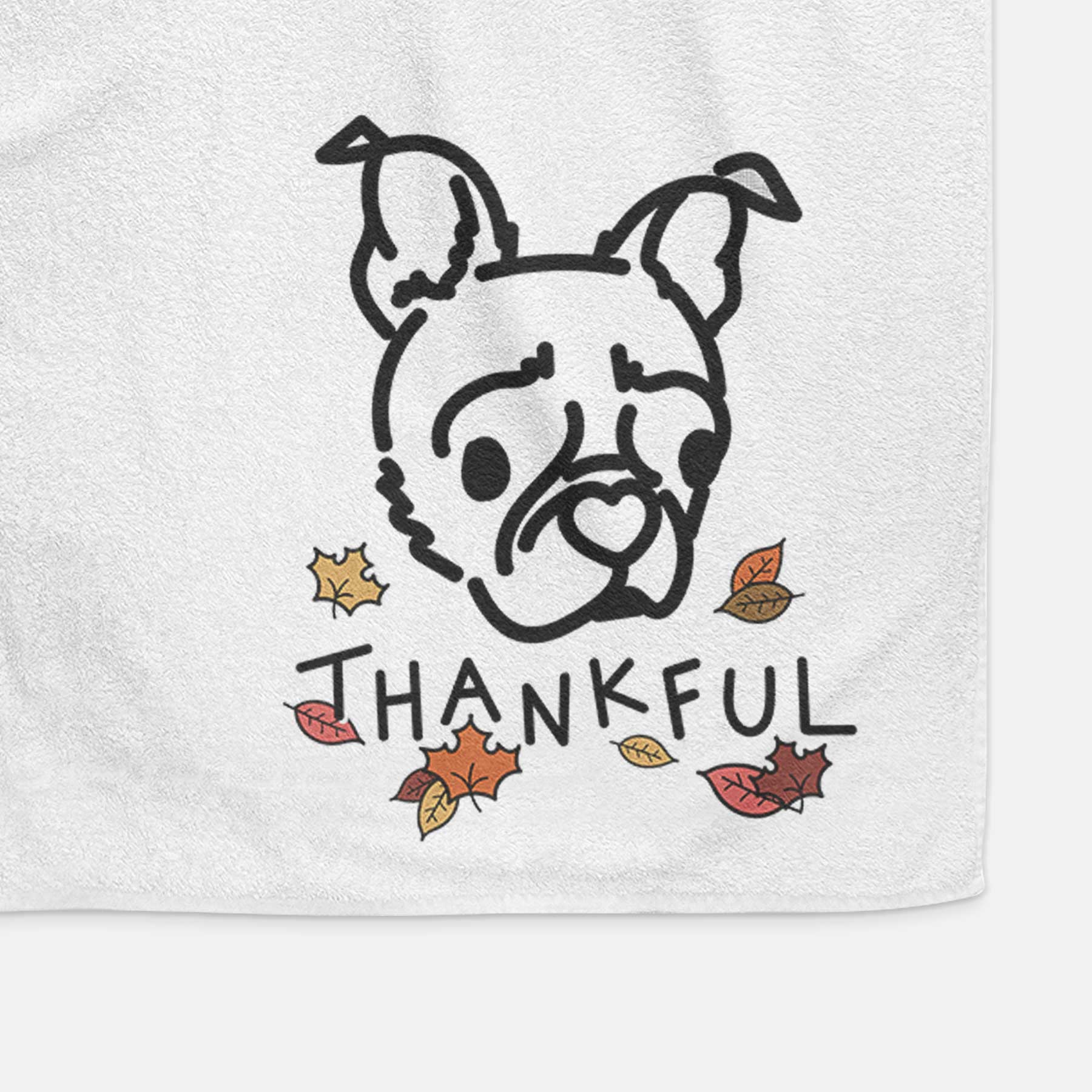 Thankful Pug Boston Terrier Mix - Bella - Decorative Hand Towel