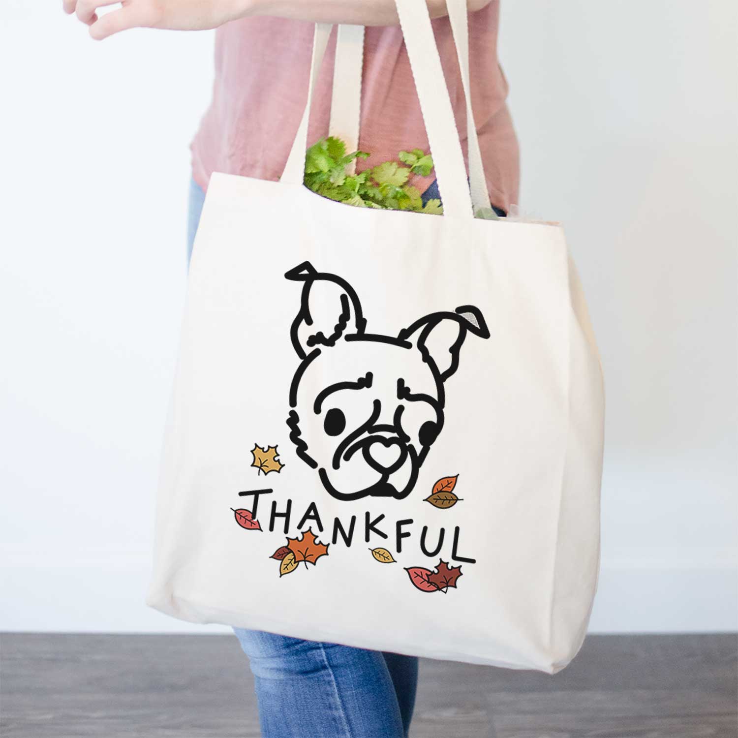 Thankful Pug Boston Terrier Mix - Bella - Tote Bag