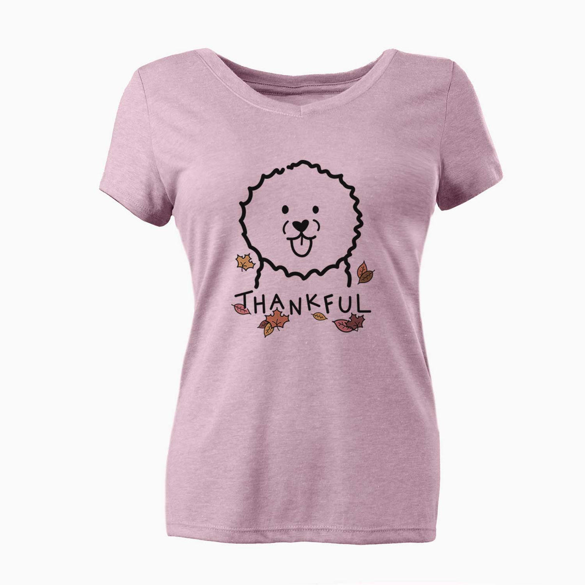 Thankful Bichon Frise - Women's V-neck Shirt