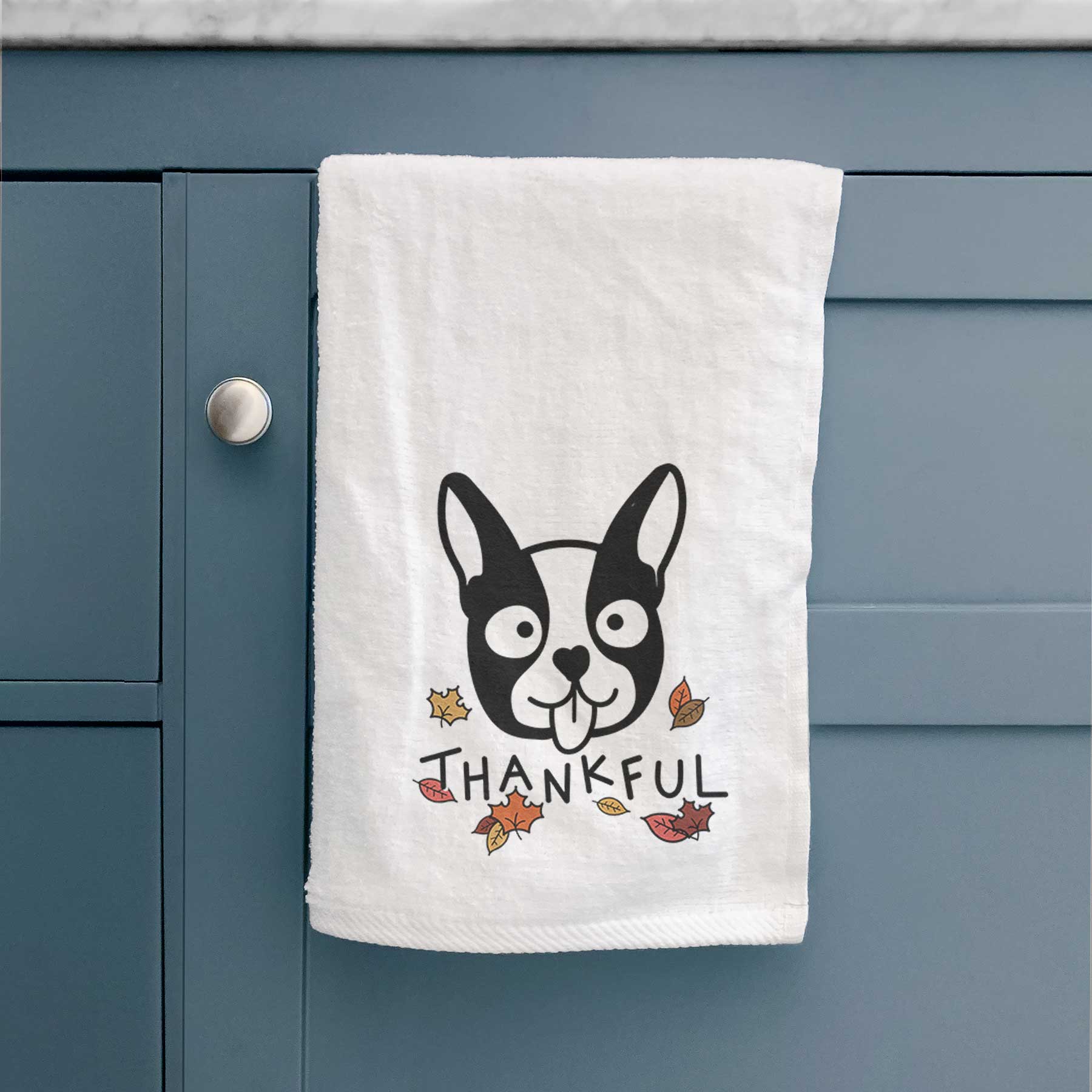 Thankful Boston Terrier - Decorative Hand Towel