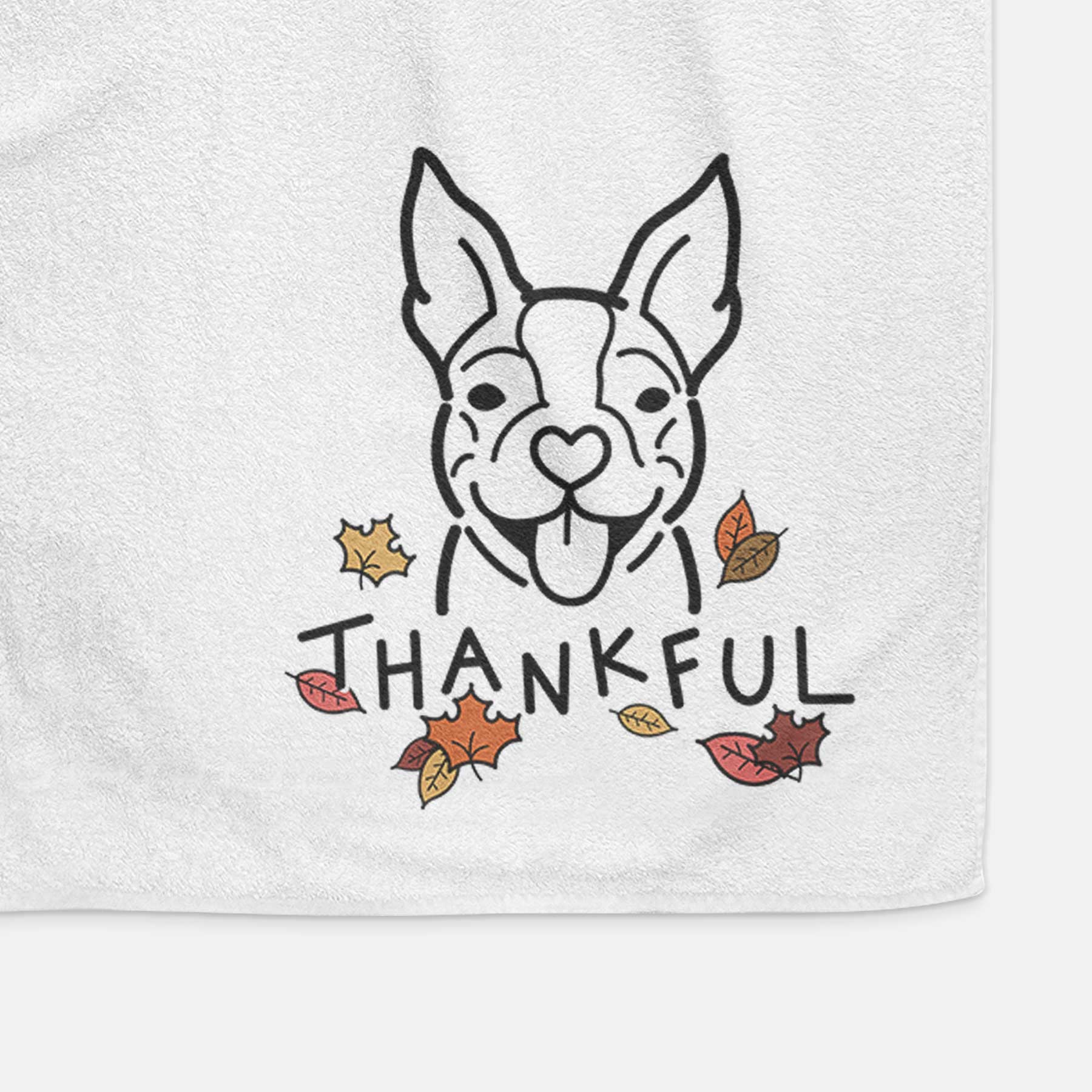 Thankful Happy Boston Terrier - Decorative Hand Towel