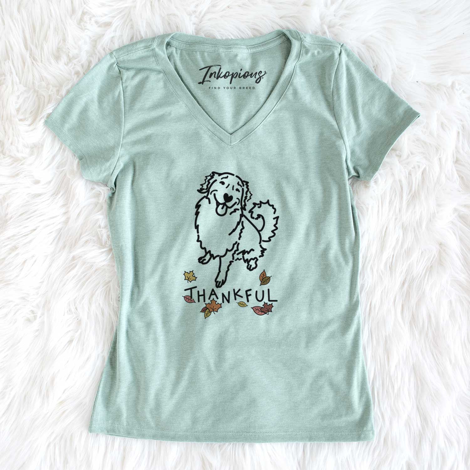 Thankful Golden Retriever - Brinkley - Women's V-neck Shirt