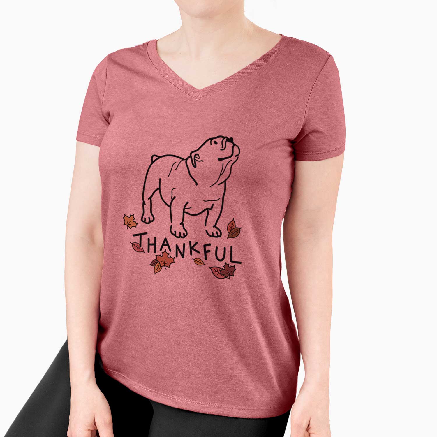 Thankful English Bulldog - Bruno - Women's V-neck Shirt