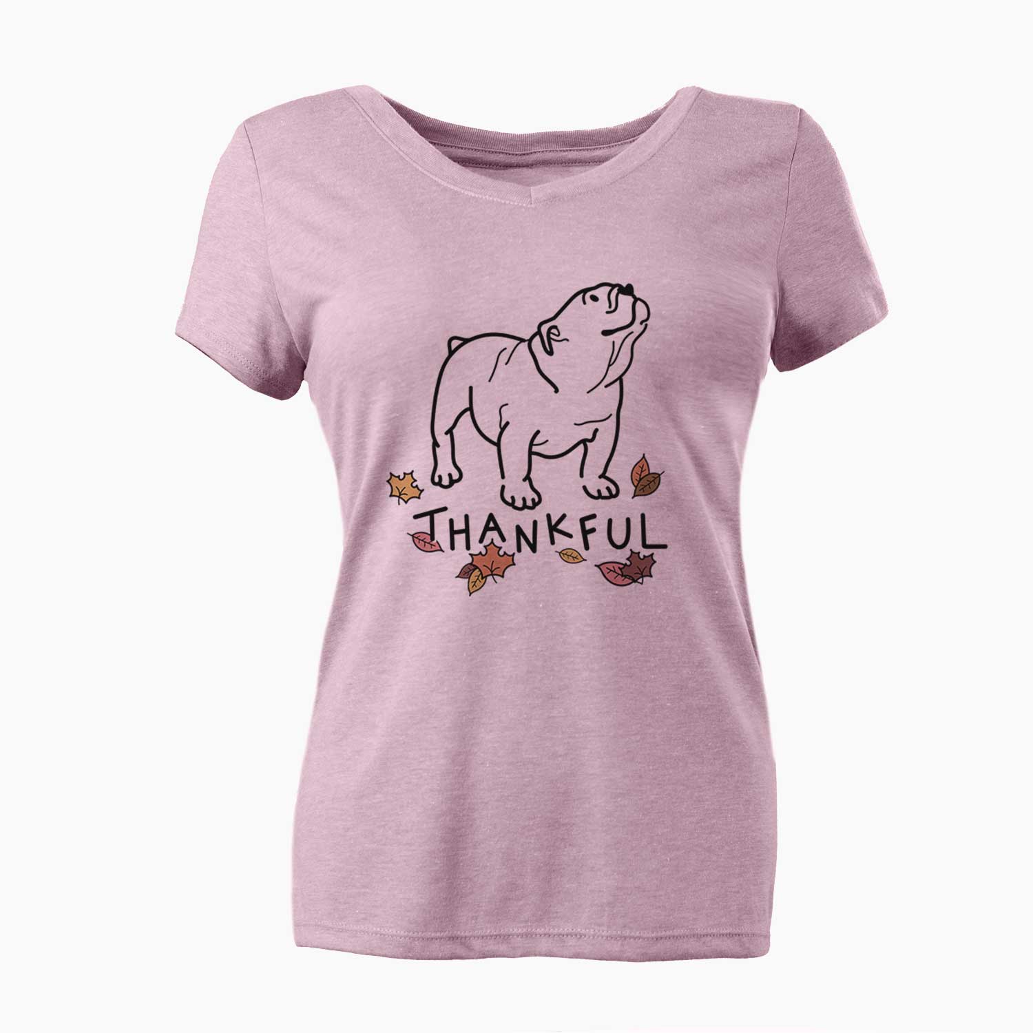 Thankful English Bulldog - Bruno - Women's V-neck Shirt