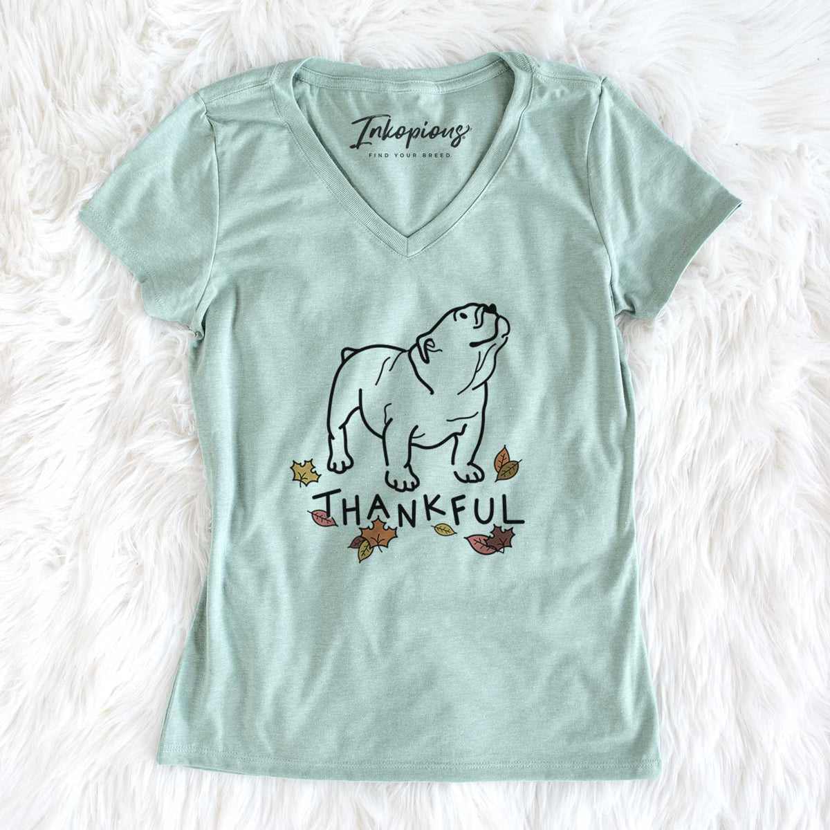 Thankful English Bulldog - Bruno - Women&#39;s V-neck Shirt