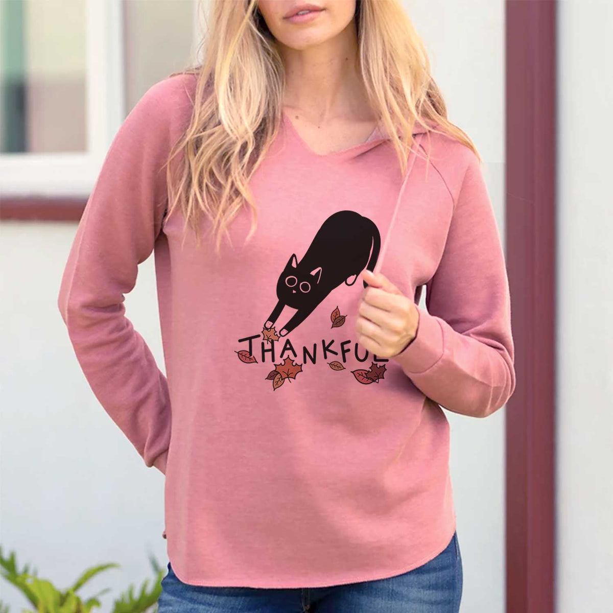 Thankful Black Cat - Bug - Cali Wave Hooded Sweatshirt