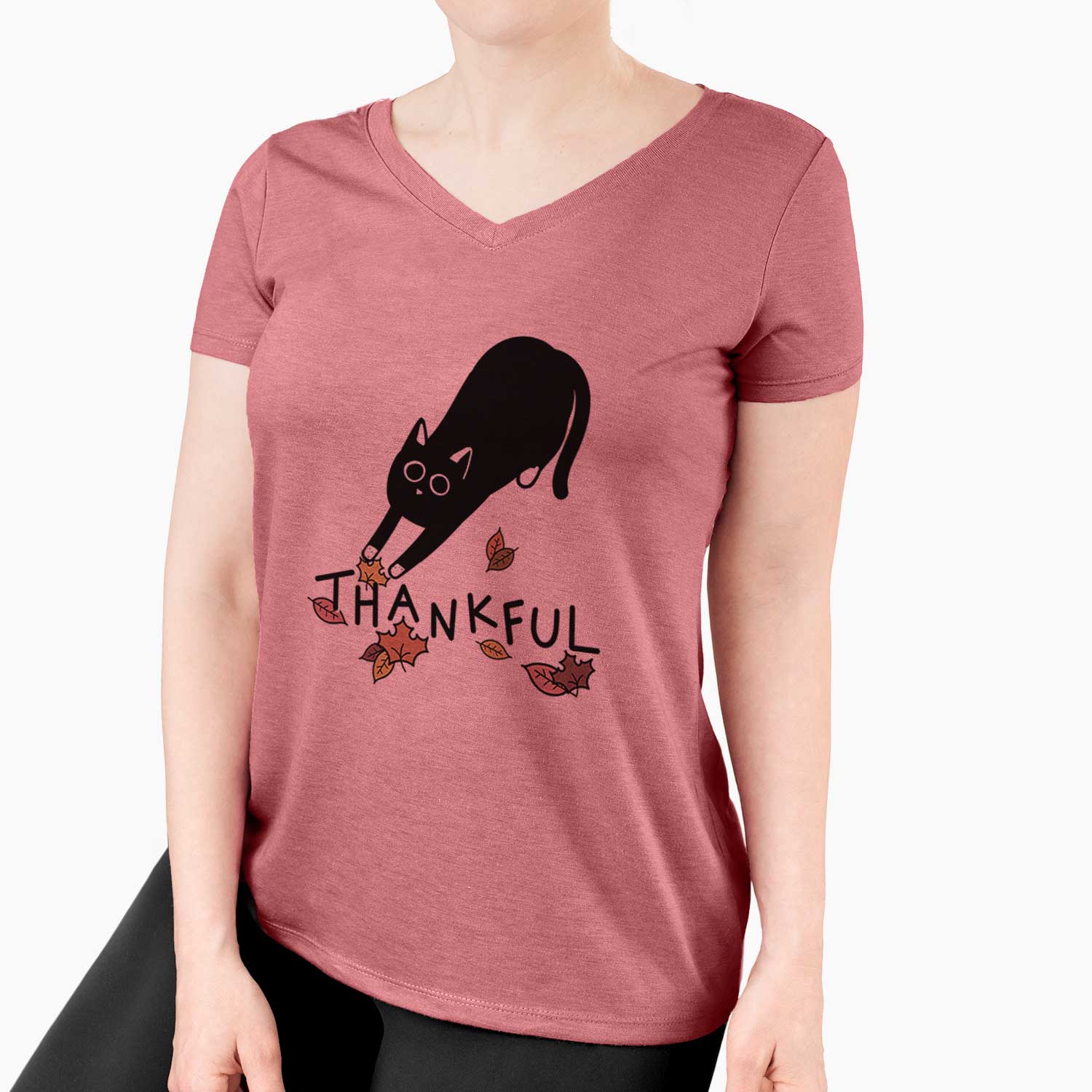 Thankful Black Cat - Bug - Women's V-neck Shirt