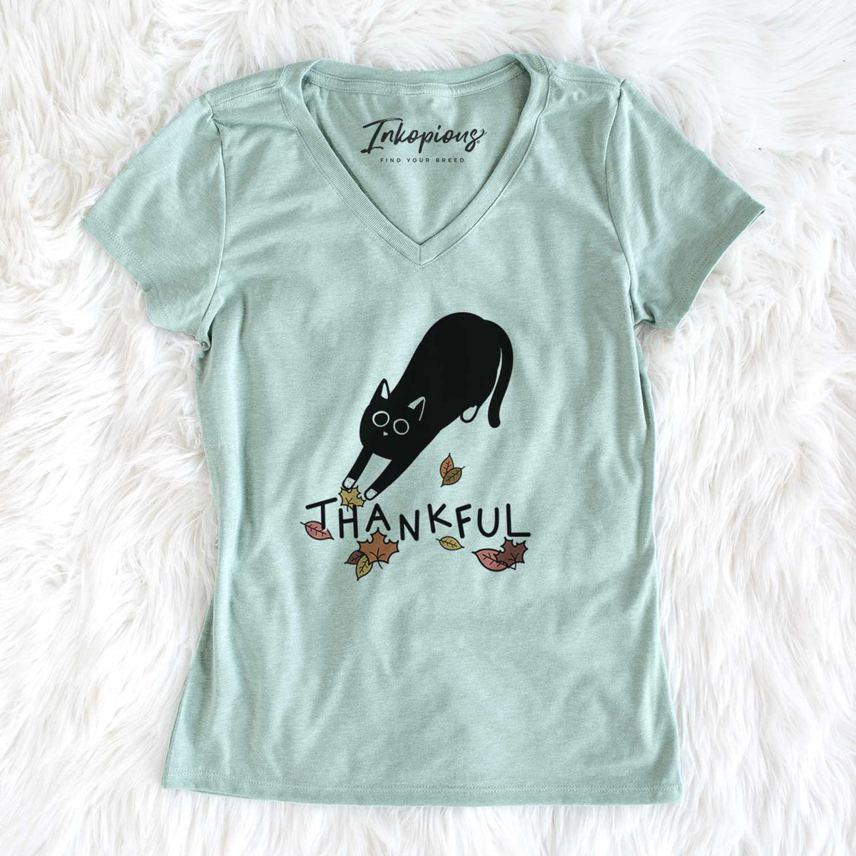 Thankful Black Cat - Bug - Women&#39;s V-neck Shirt