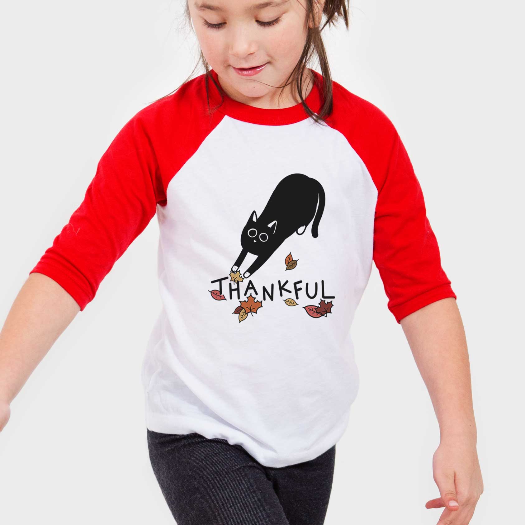 Thankful Black Cat - Bug - Youth 3/4 Long Sleeve