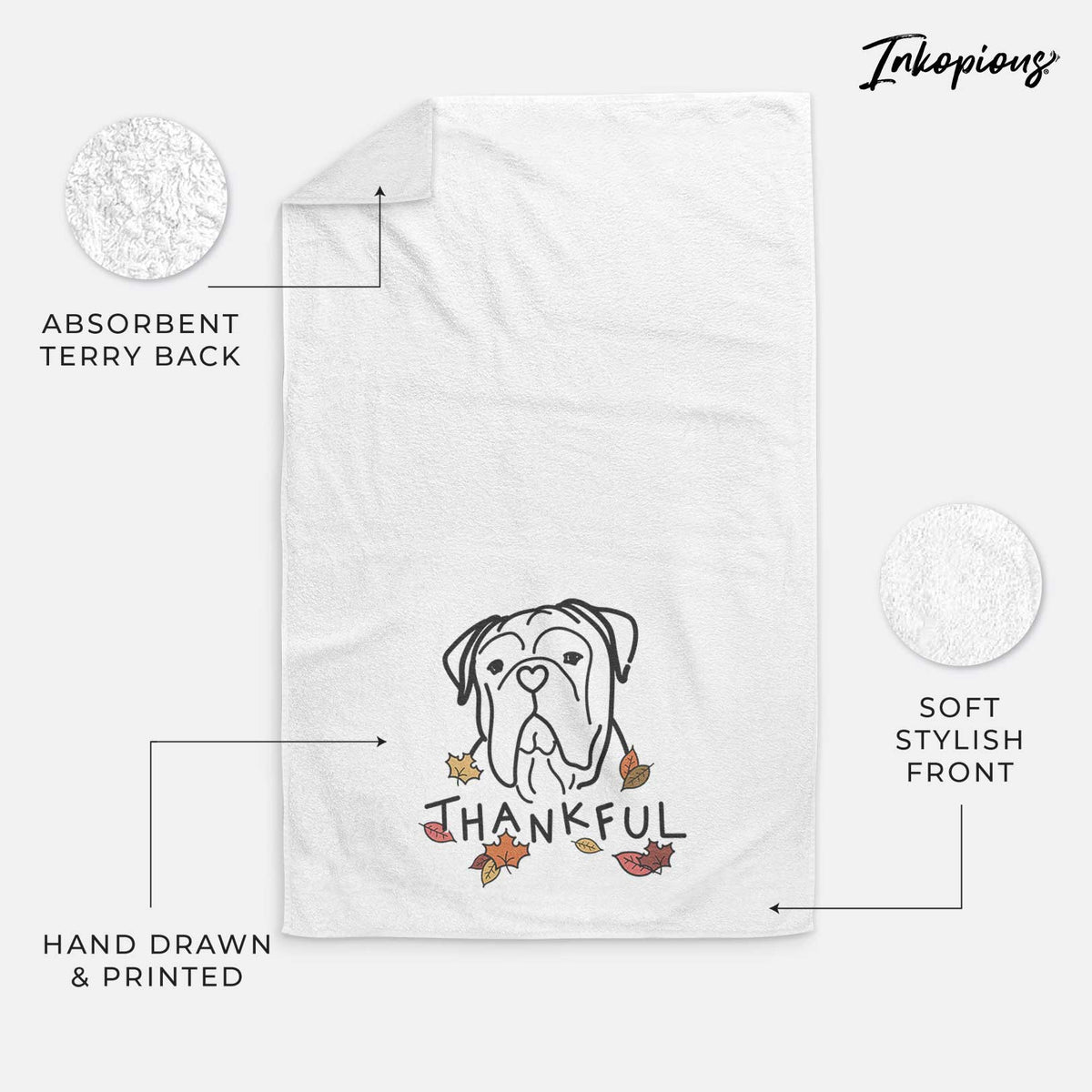 Thankful Bull Mastiff - Vivian - Decorative Hand Towel