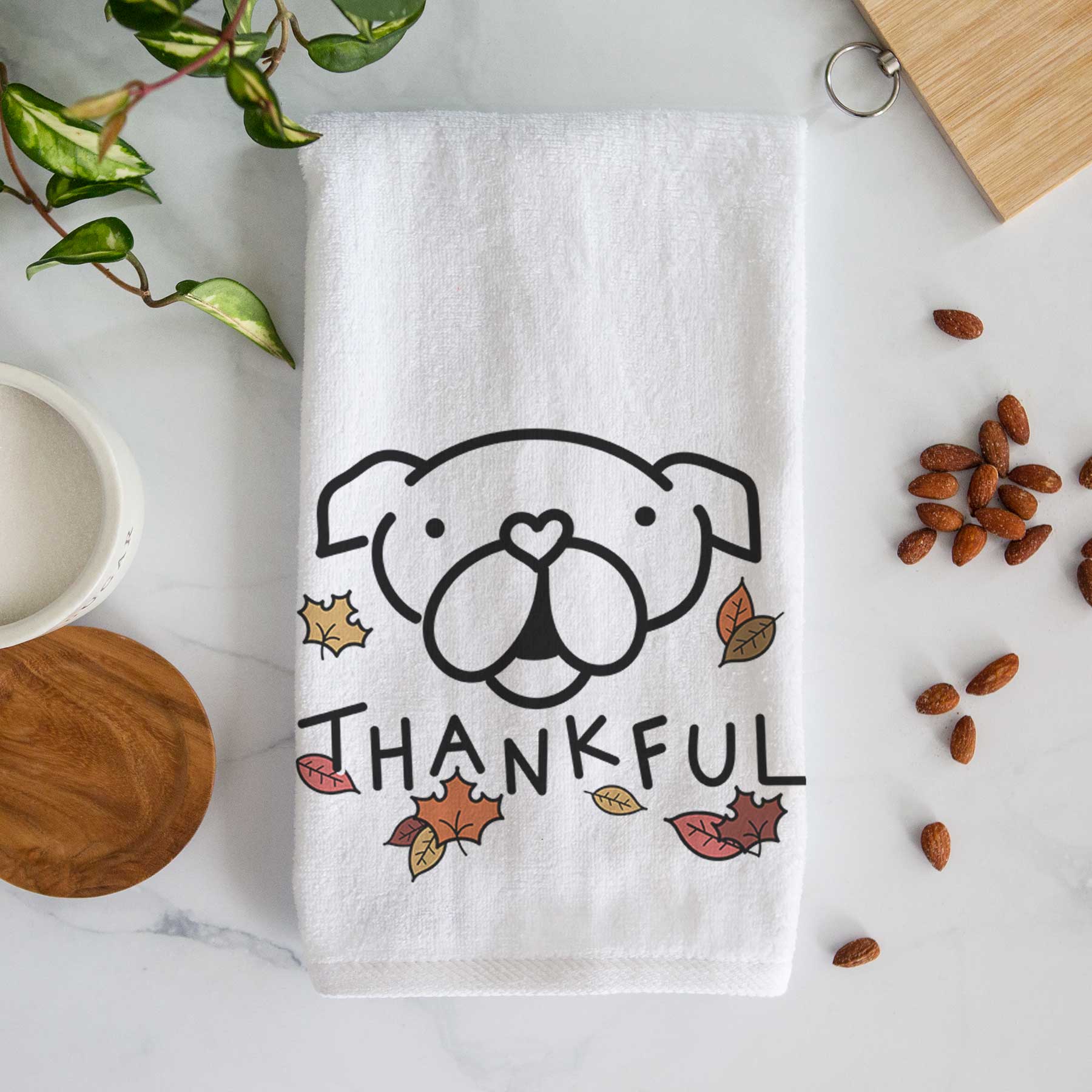 Thankful English Bulldog - Decorative Hand Towel