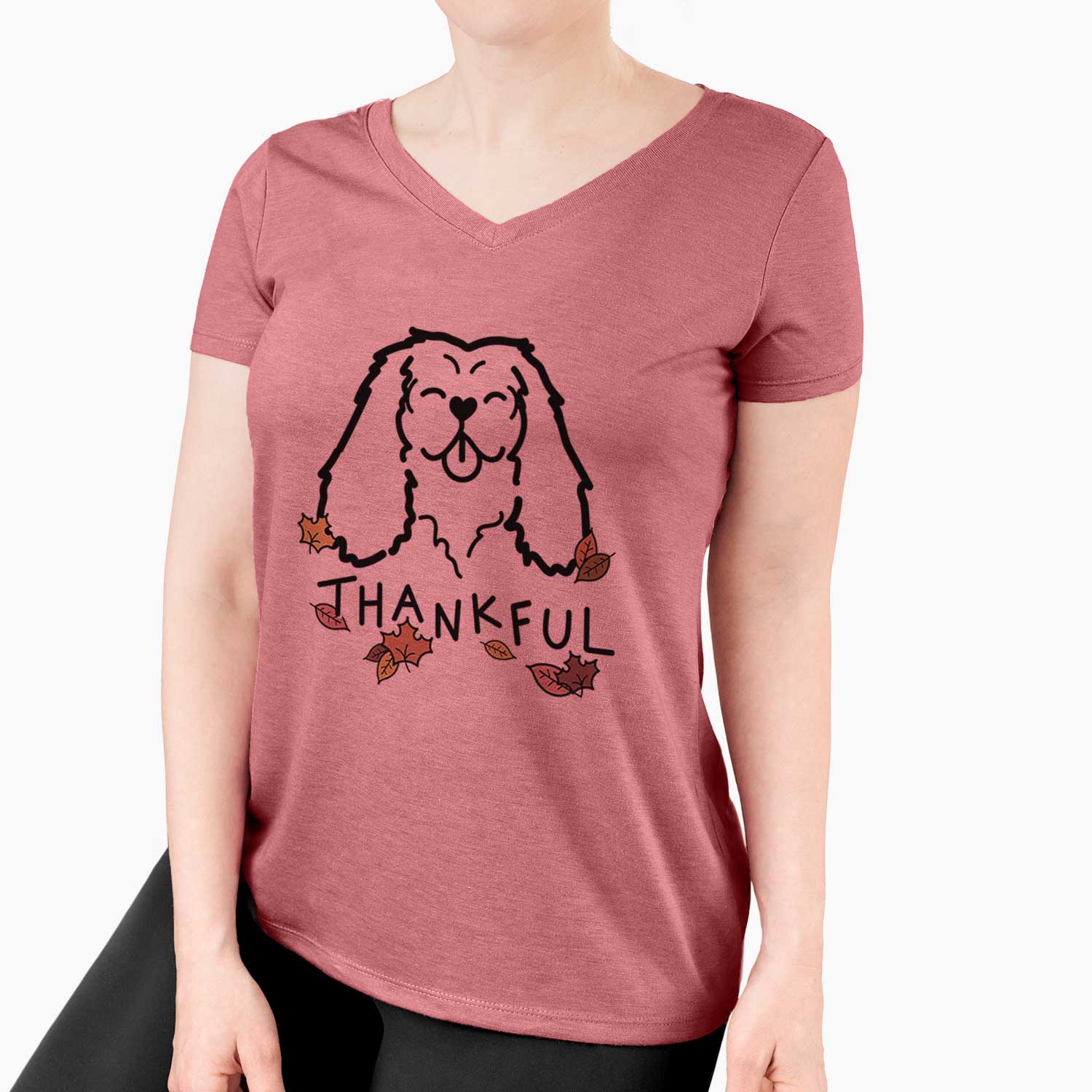 Thankful Cavalier King Charles Spaniel - Women's V-neck Shirt