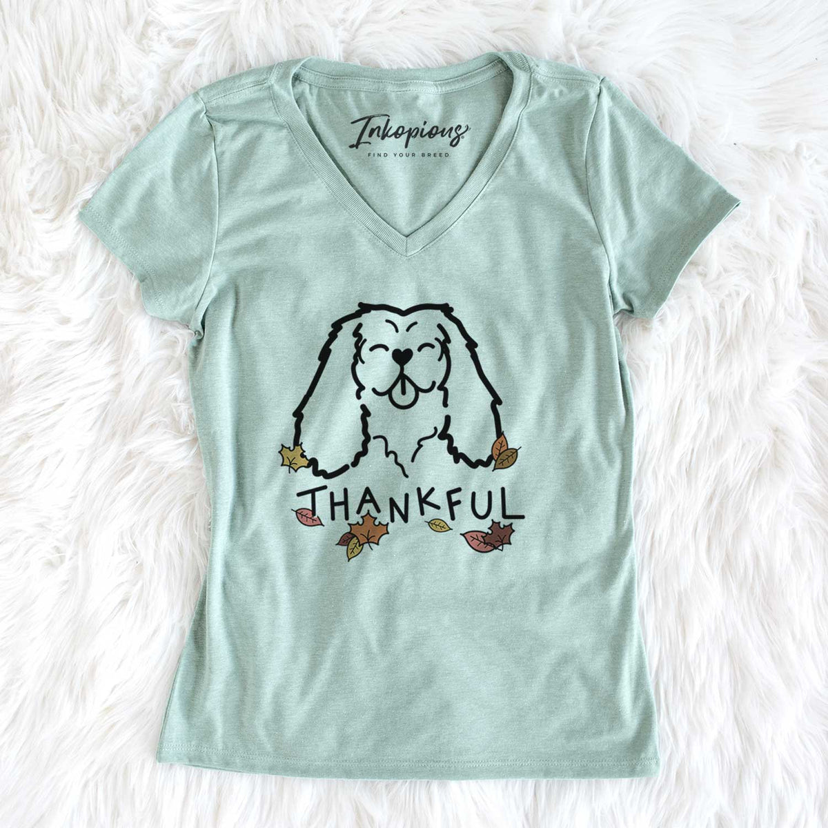 Thankful Cavalier King Charles Spaniel - Women&#39;s V-neck Shirt