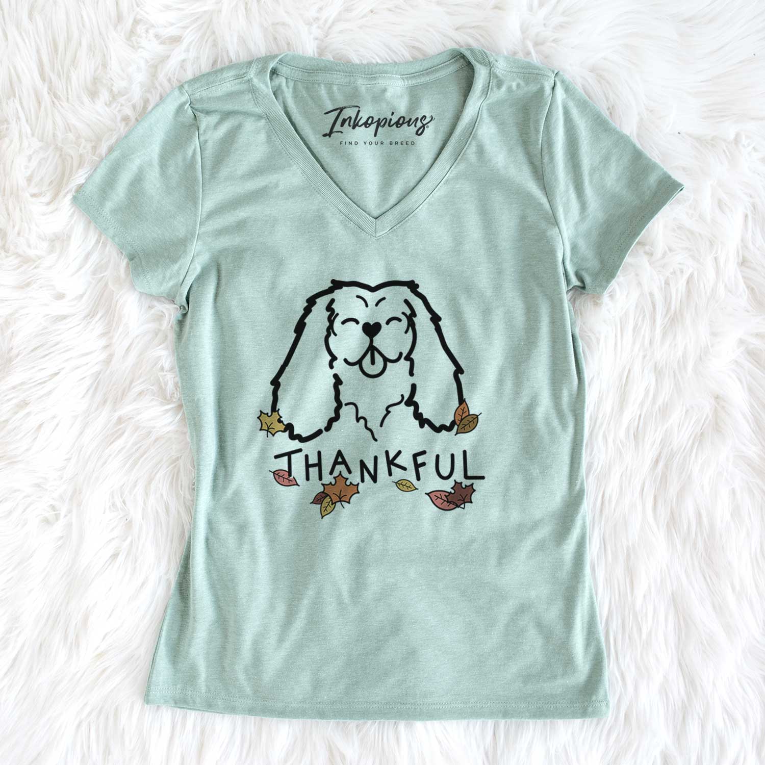 Thankful Cavalier King Charles Spaniel - Women's V-neck Shirt