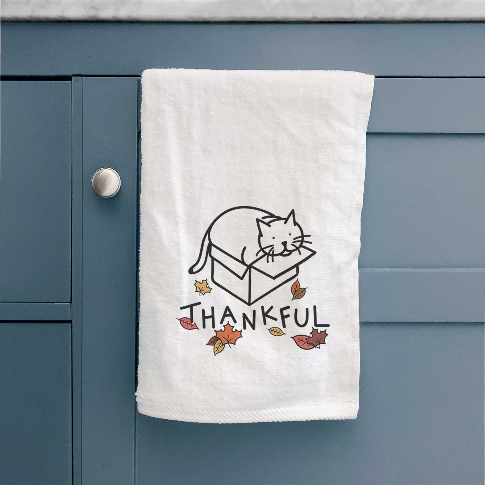 Thankful Cat in a Box - Charlie - Decorative Hand Towel