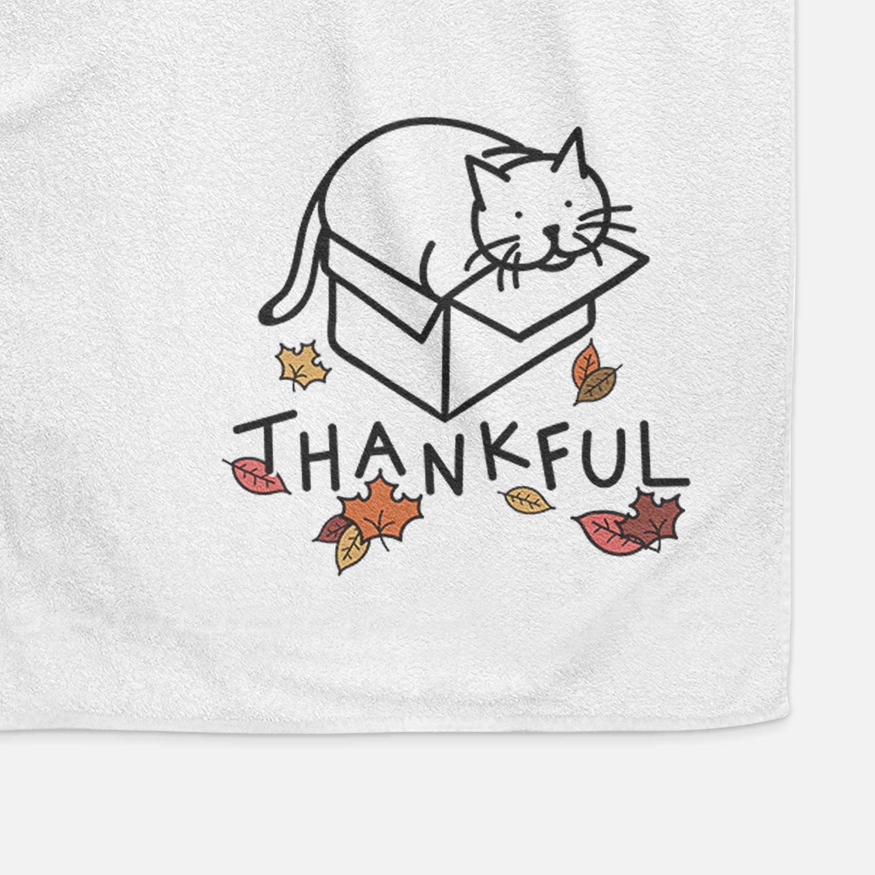 Thankful Cat in a Box - Charlie - Decorative Hand Towel