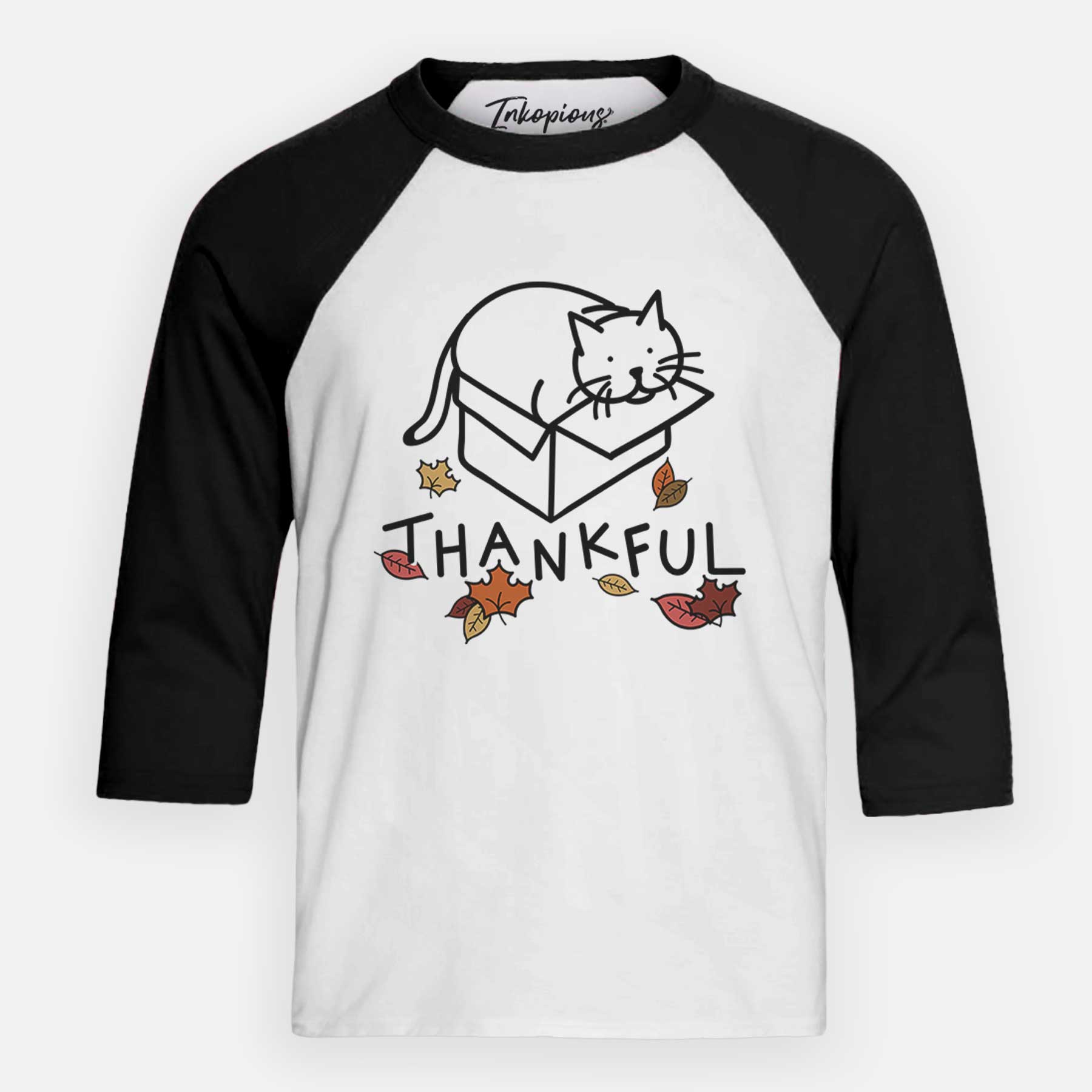 Thankful Cat in a Box - Charlie - Youth 3/4 Long Sleeve