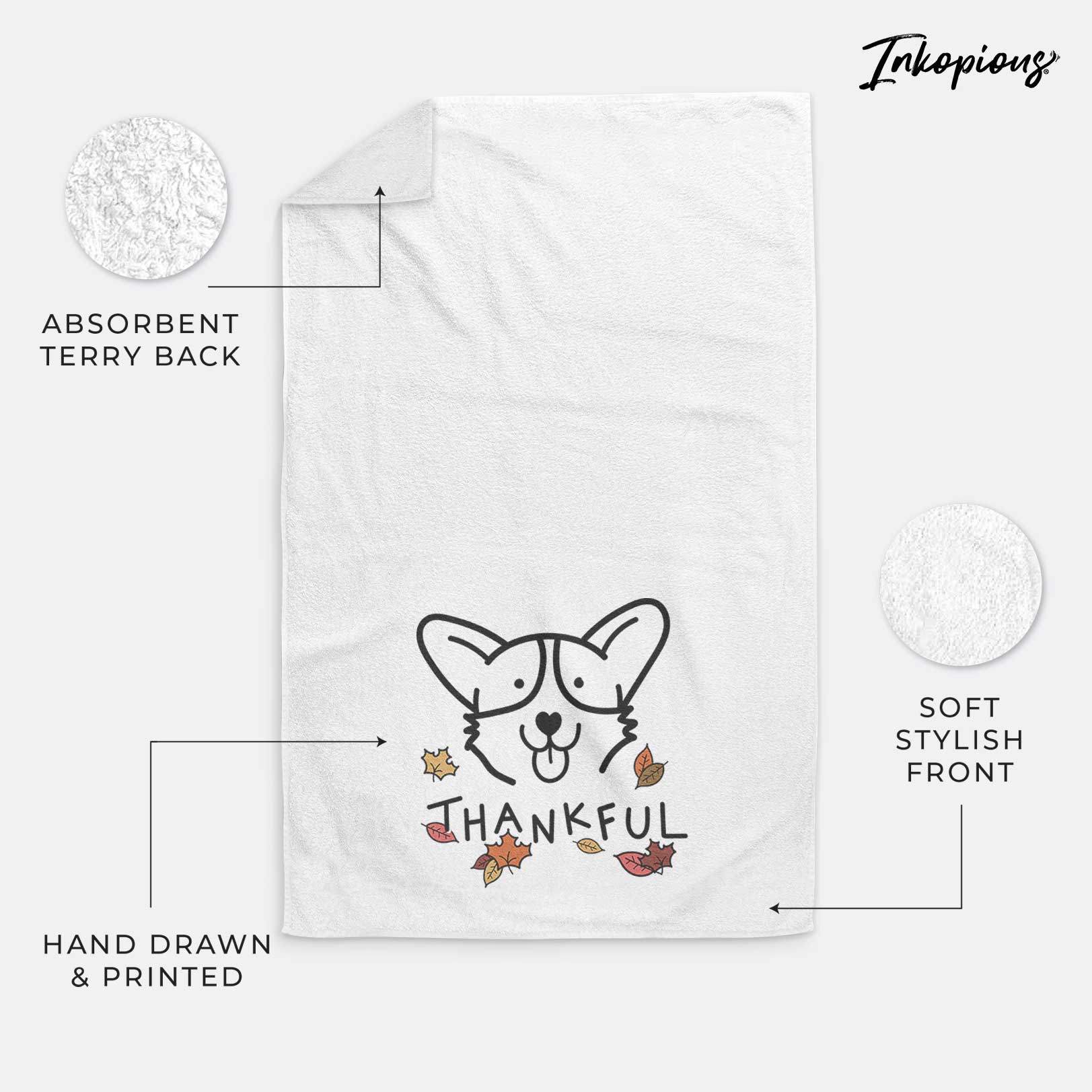 Thankful Corgi - Decorative Hand Towel