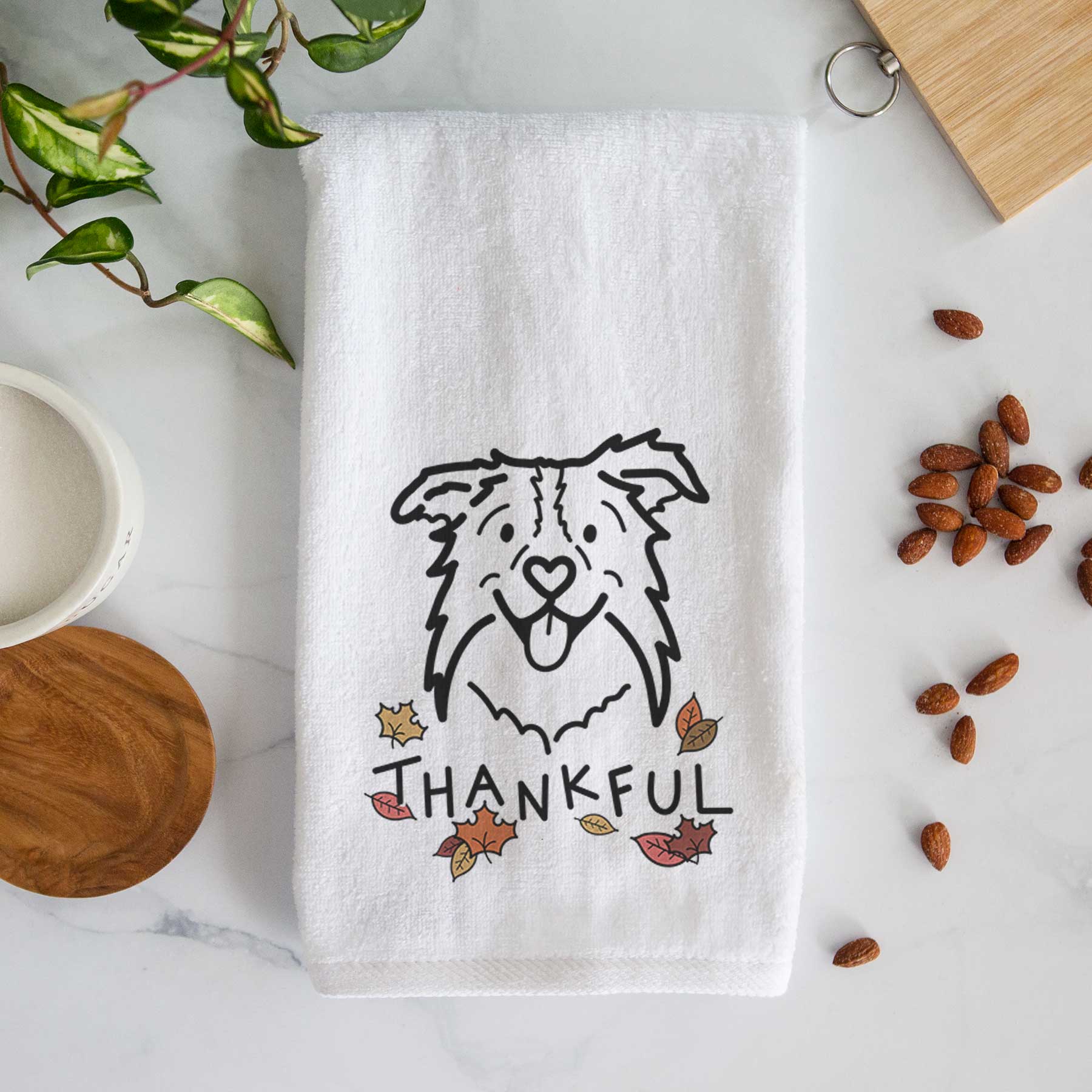 Thankful Border Collie - Cricket - Decorative Hand Towel