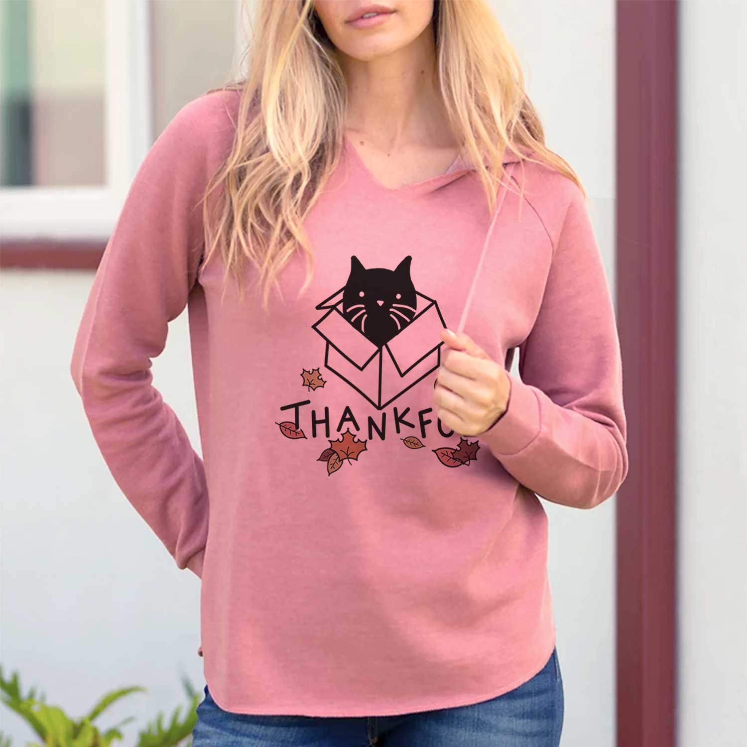 Thankful Black Cat in a Box - Doc - Cali Wave Hooded Sweatshirt