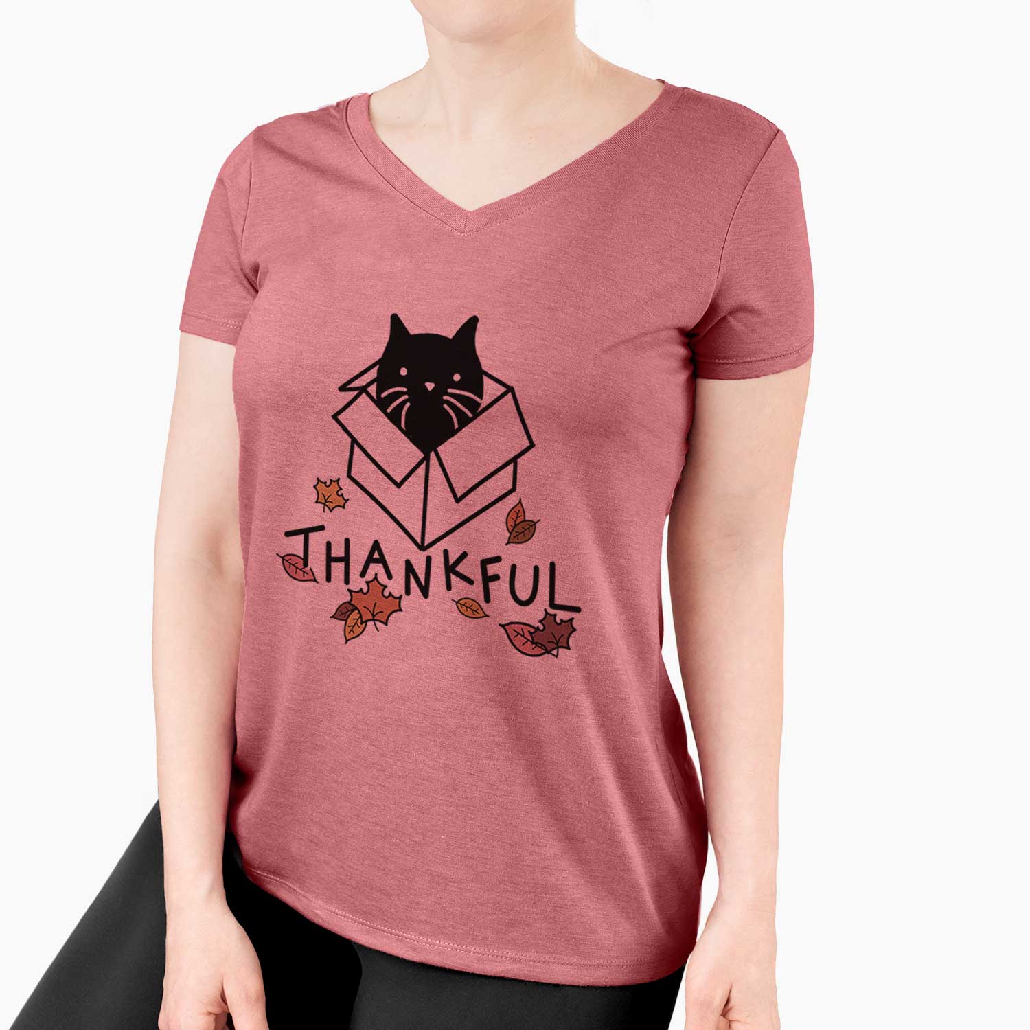 Thankful Black Cat in a Box - Doc - Women's V-neck Shirt