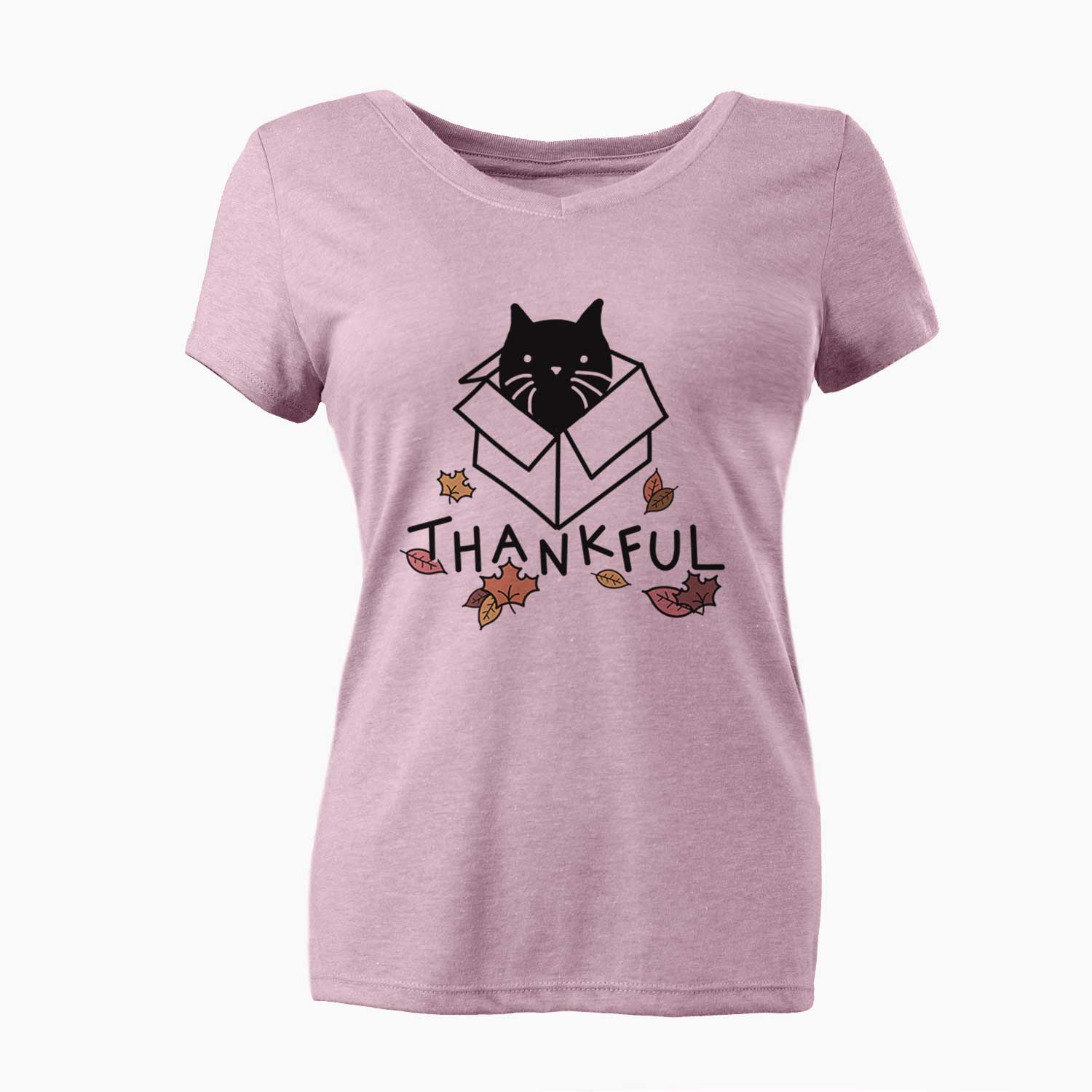 Thankful Black Cat in a Box - Doc - Women's V-neck Shirt